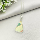 Hepburn and Hughes Art Deco Pendant | Original Clarice Cliff Pottery | Green triangles | Sterling Silver