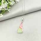 Hepburn and Hughes Art Deco Pendant | Original Clarice Cliff Pottery | Green triangles | Sterling Silver