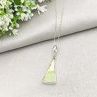 Hepburn and Hughes Art Deco Pendant | Original Clarice Cliff Pottery | Green triangles | Sterling Silver