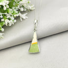 Hepburn and Hughes Art Deco Pendant | Original Clarice Cliff Pottery | Green triangles | Sterling Silver