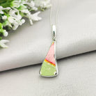 Hepburn and Hughes Art Deco Pendant | Original Clarice Cliff Pottery | Green triangles | Sterling Silver
