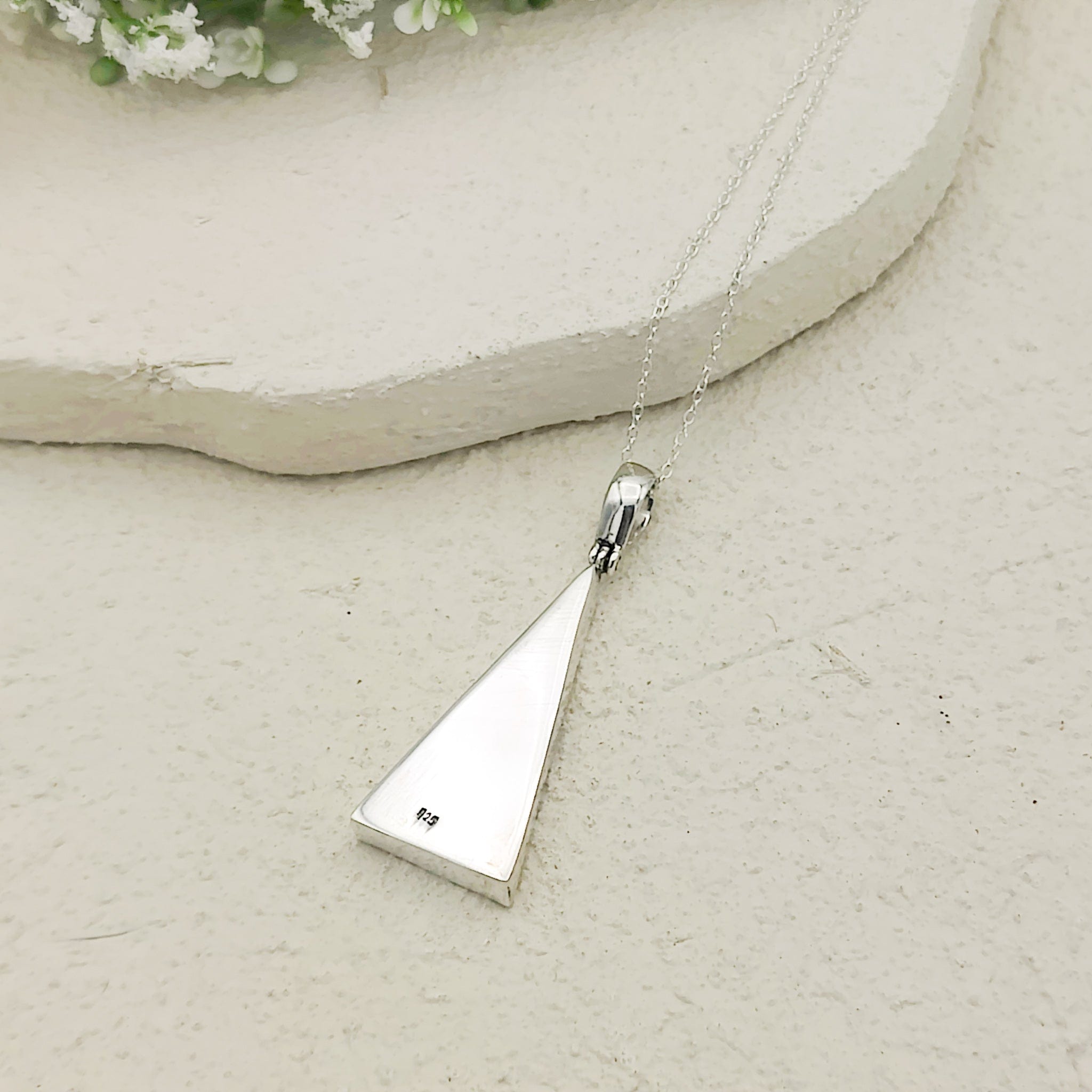 Hepburn and Hughes Art Deco Pendant | Triangular Clarice Cliff necklace | 40mm long | Two options | Sterling Silver