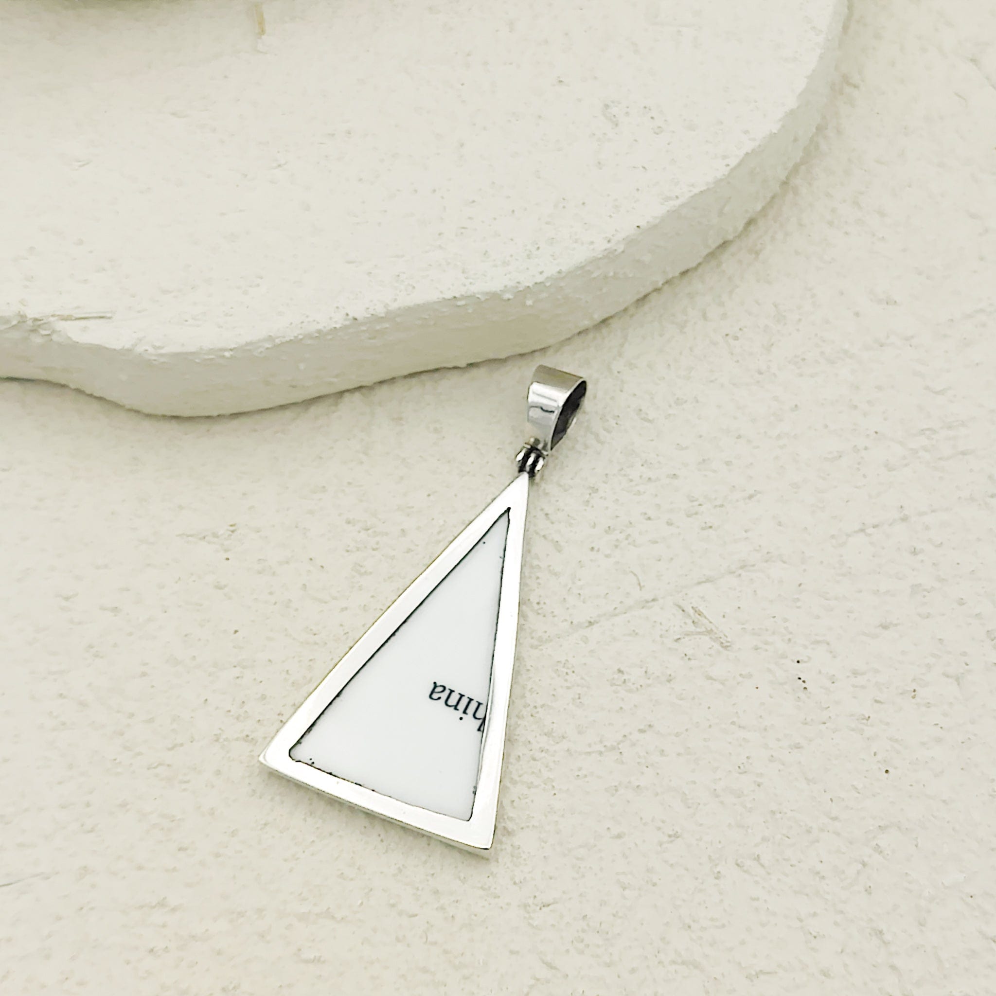 Hepburn and Hughes Art Deco Pendant | Triangular Clarice Cliff necklace | 40mm long | Two options | Sterling Silver