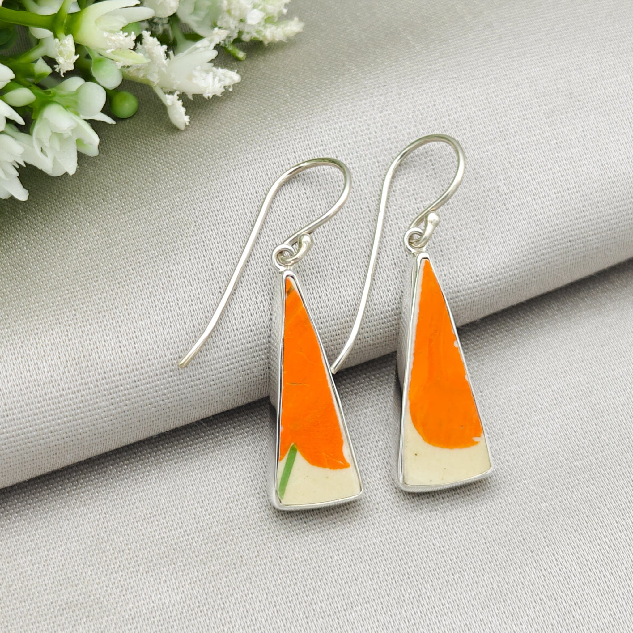 Hepburn and Hughes Art Deco Pottery Earrings | Original Clarice Cliff | 9th Anniversary | Sterling Silver