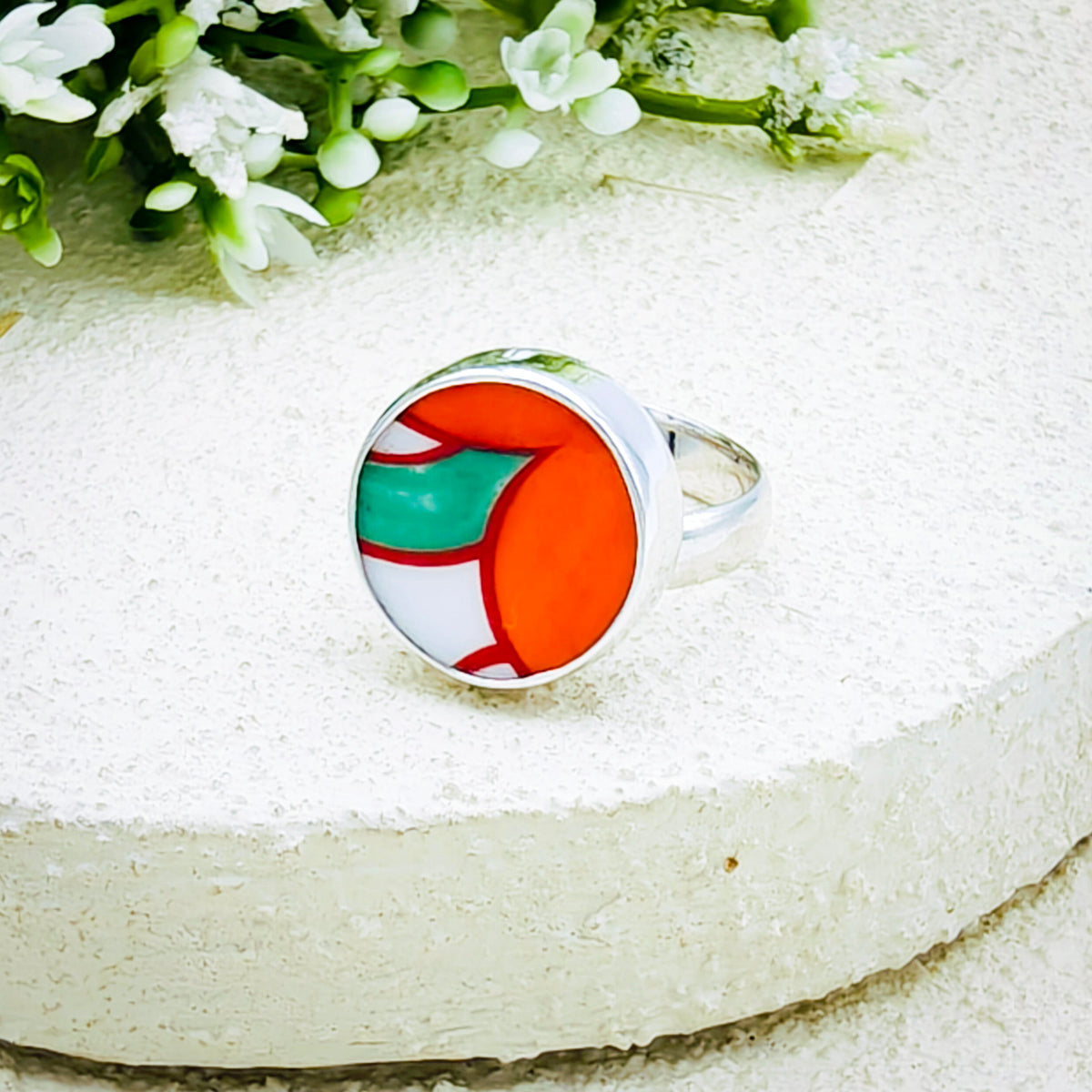 Hepburn and Hughes Art Deco Ring | Clarice Cliff Gift | 9th Anniversary | Sterling Silver