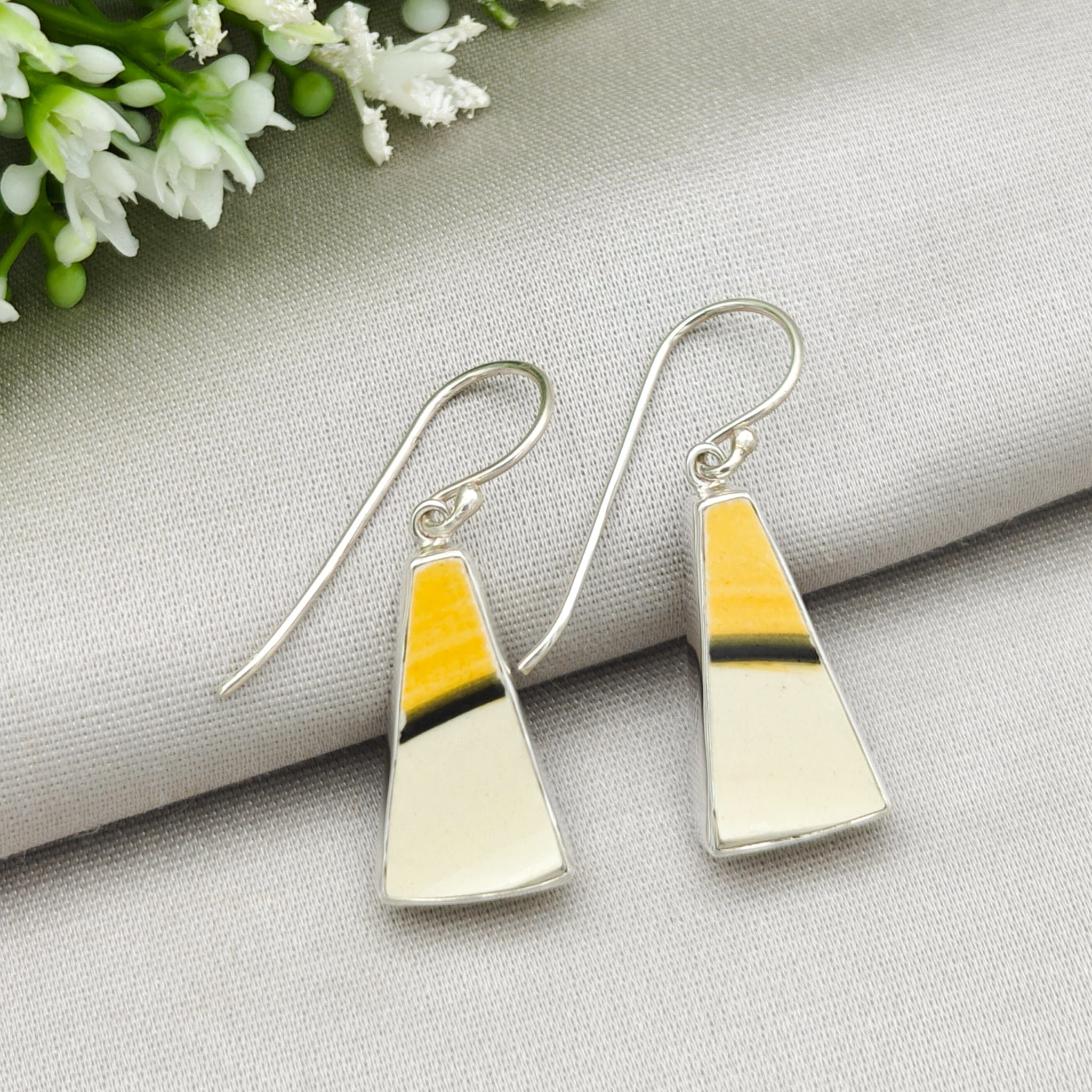 Hepburn and Hughes Art Deco Yellow Earrings | Original Clarice Cliff Pottery | Two options | Sterling Silver