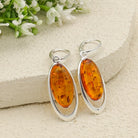 Hepburn and Hughes Baltic Amber Earrings | Pointed oval | Sterling Silver