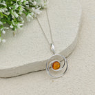 Hepburn and Hughes Baltic Amber Pendant | 22m Round Swirl | November Gift | Sterling Silver