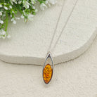 Hepburn and Hughes Baltic Amber Pendant | 35mm Long Oval | Sterling Silver