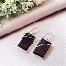 Hepburn and Hughes Banded Black Onyx Earrings | Rectangular | Sterling Silver