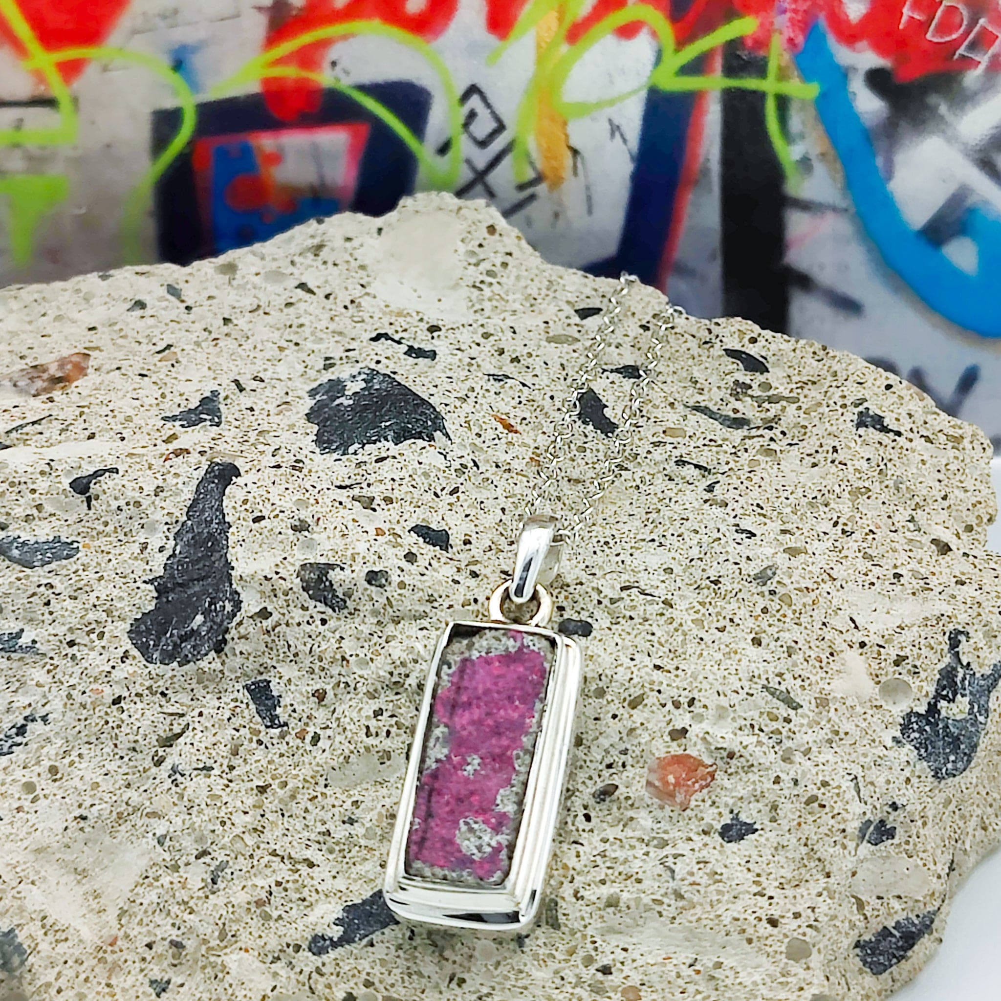 Hepburn & Hughes Berlin wall Pendant | Purple Graffiti | Sterling Silver
