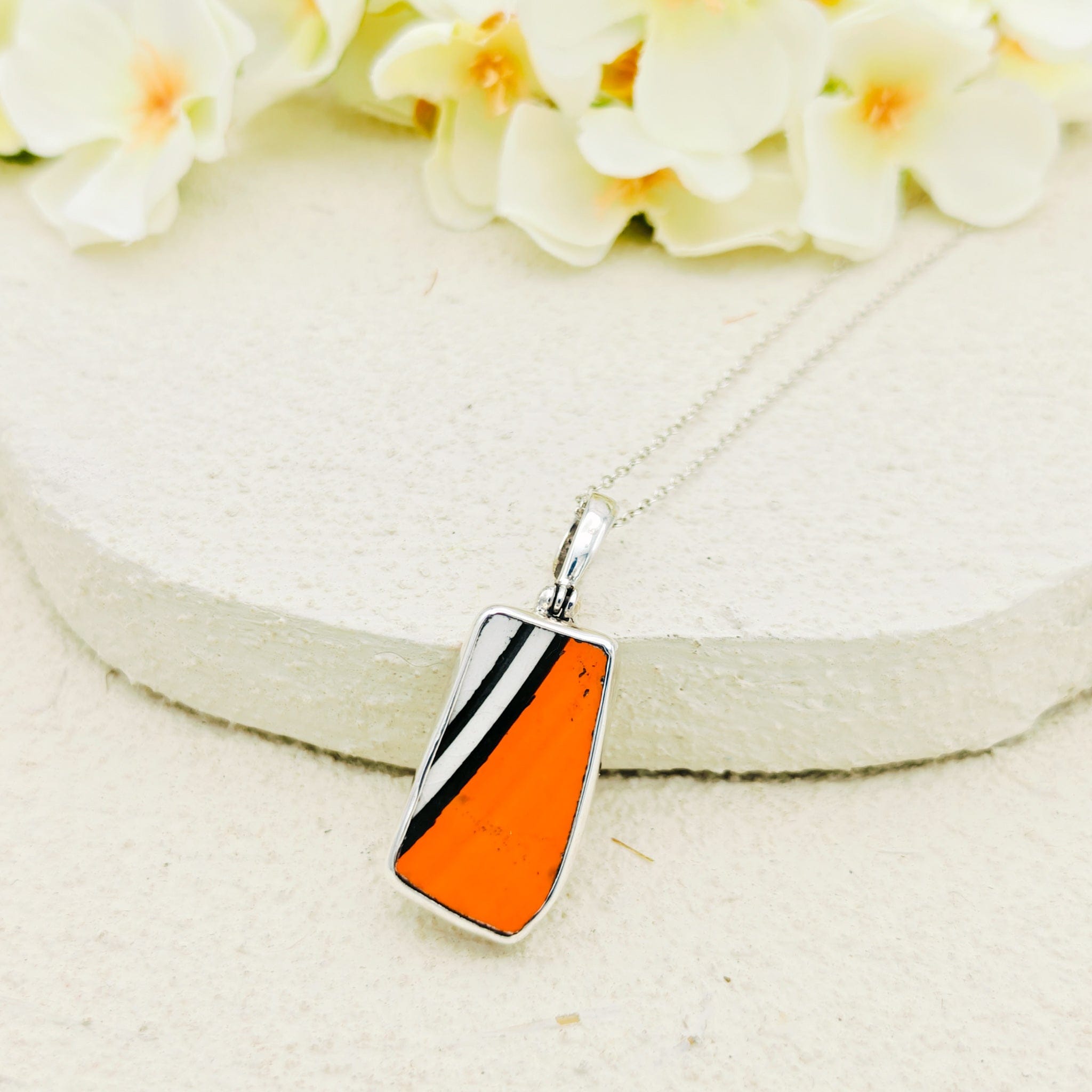 Hepburn and Hughes Bizarre Orange, Black and White Clarice Cliff Art Deco Necklace | Upcycled Sterling Silver Heritage Jewellery (Copy) (Copy)
