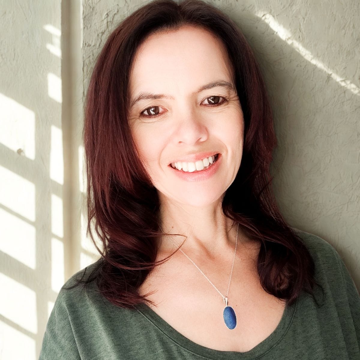 Hepburn and Hughes Blue Agate Pendant | 25mm Oval Gemstone | Sterling Silver