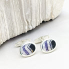 Hepburn and Hughes Blue John Cufflinks | British Gemstone | 3 Shapes | Sterling Silver