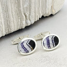 Hepburn and Hughes Blue John Cufflinks | British Gemstone | 3 Shapes | Sterling Silver