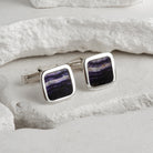 Hepburn and Hughes Blue John Cufflinks | British Gemstone | 3 Shapes | Sterling Silver