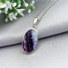 Hepburn and Hughes Blue John Pendant | British Gemstone Necklace | Oval | Sterling Silver