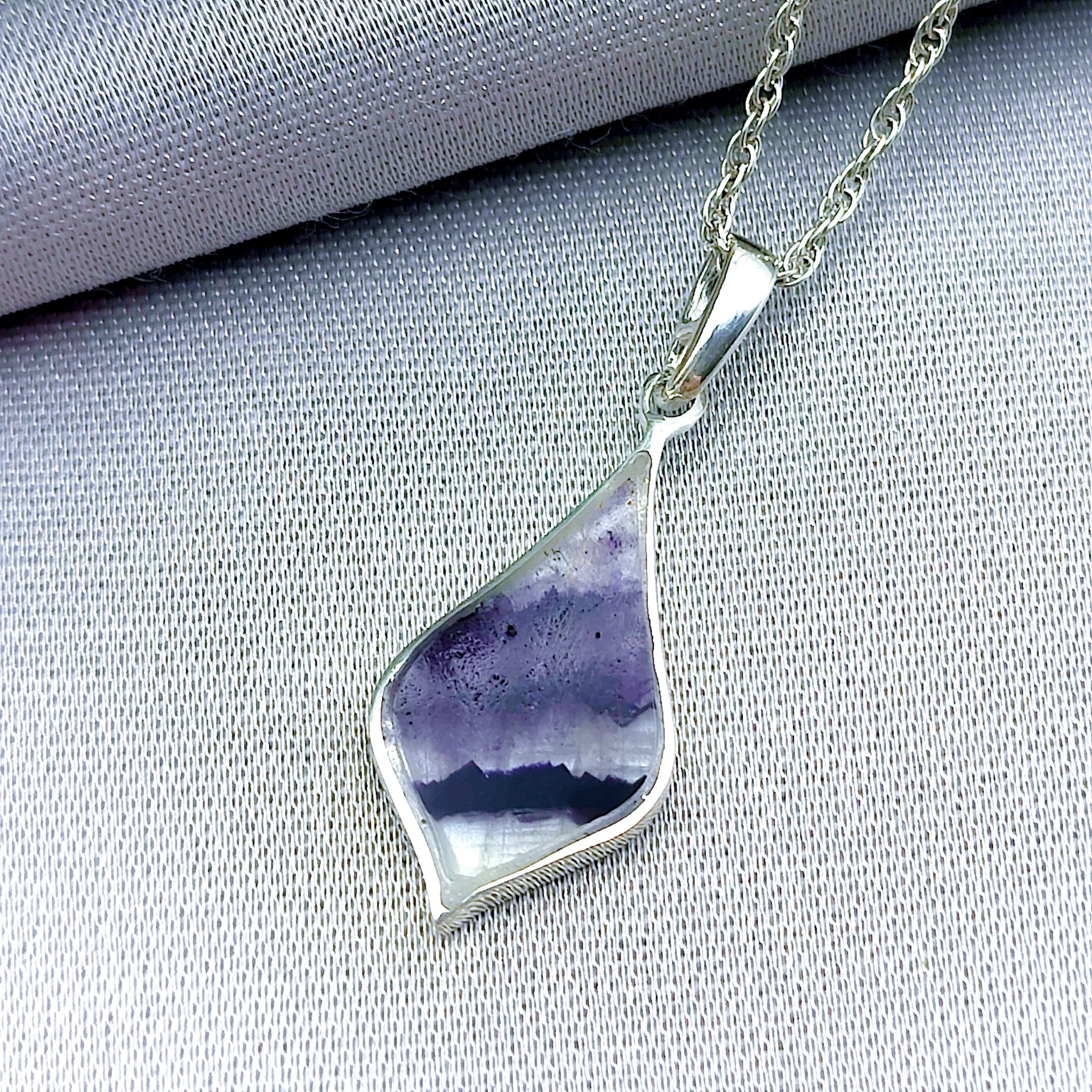 Hepburn and Hughes Blue John Pendant | British Gemstone Necklace | Wave | Sterling Silver