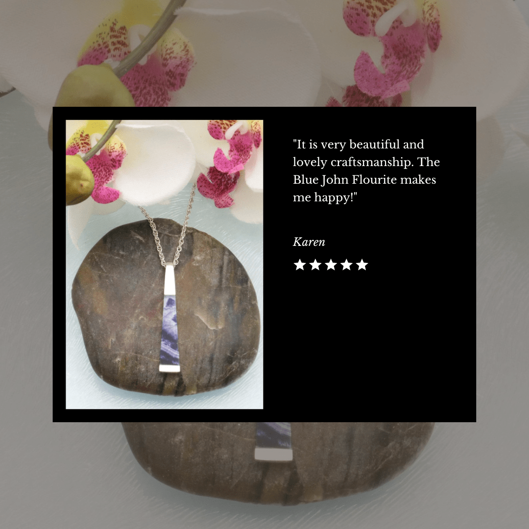 Hepburn and Hughes Blue John Pendant | Narrow Oblong | Sterling Silver