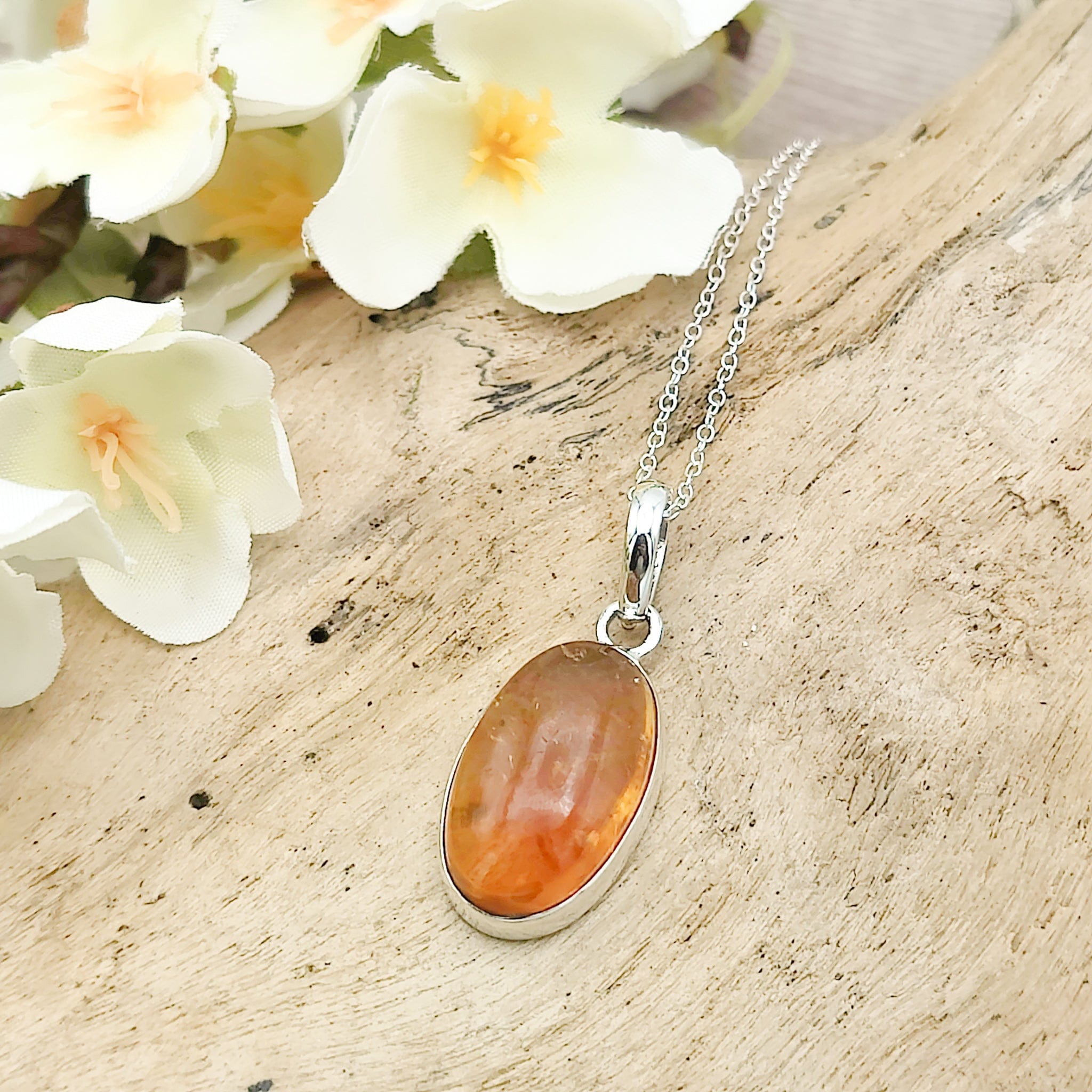 Hepburn and Hughes Brandy Citrine Pendant | 20mm Oval | 13th Anniversary | Sterling Silver