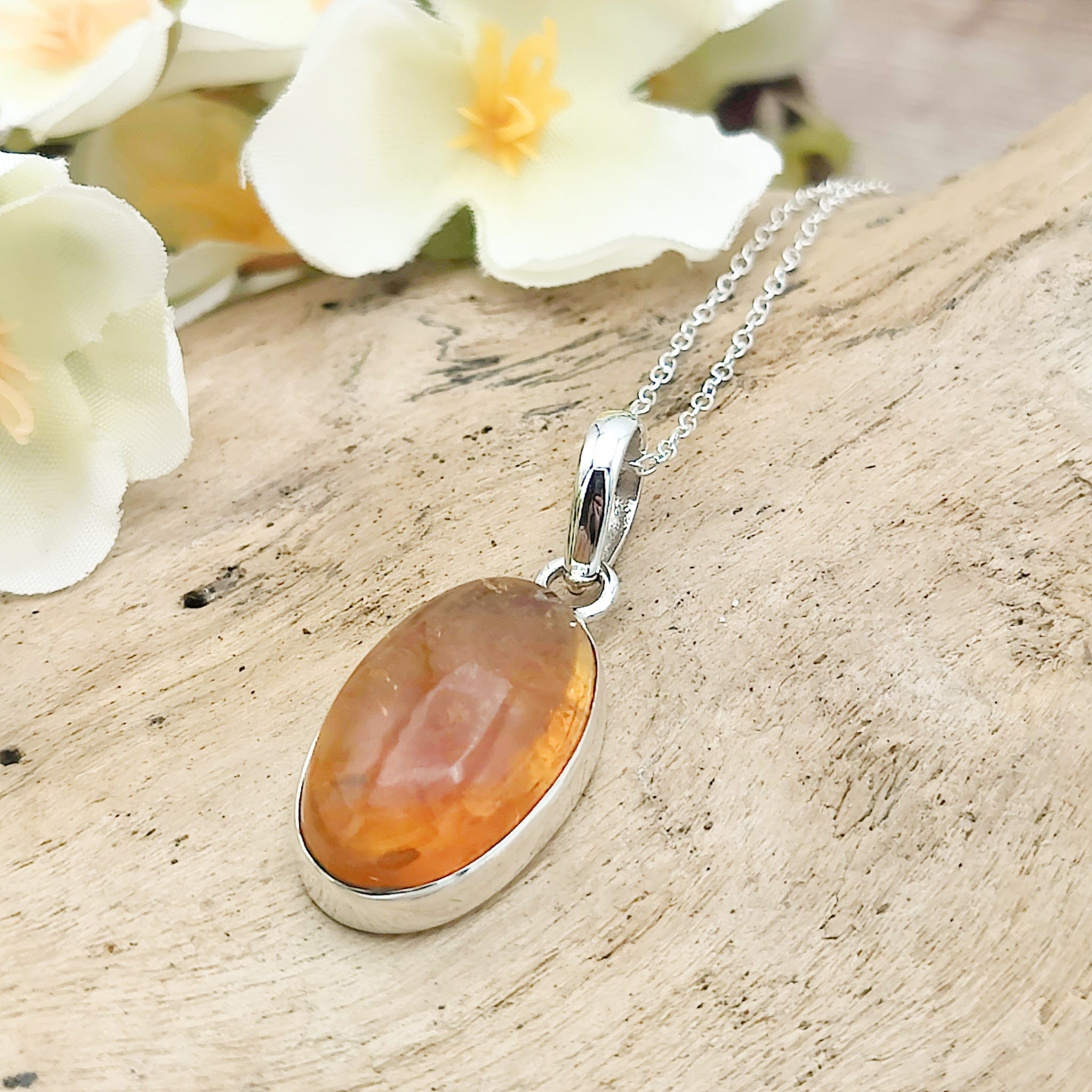 Hepburn and Hughes Brandy Citrine Pendant | 20mm Oval | 13th Anniversary | Sterling Silver