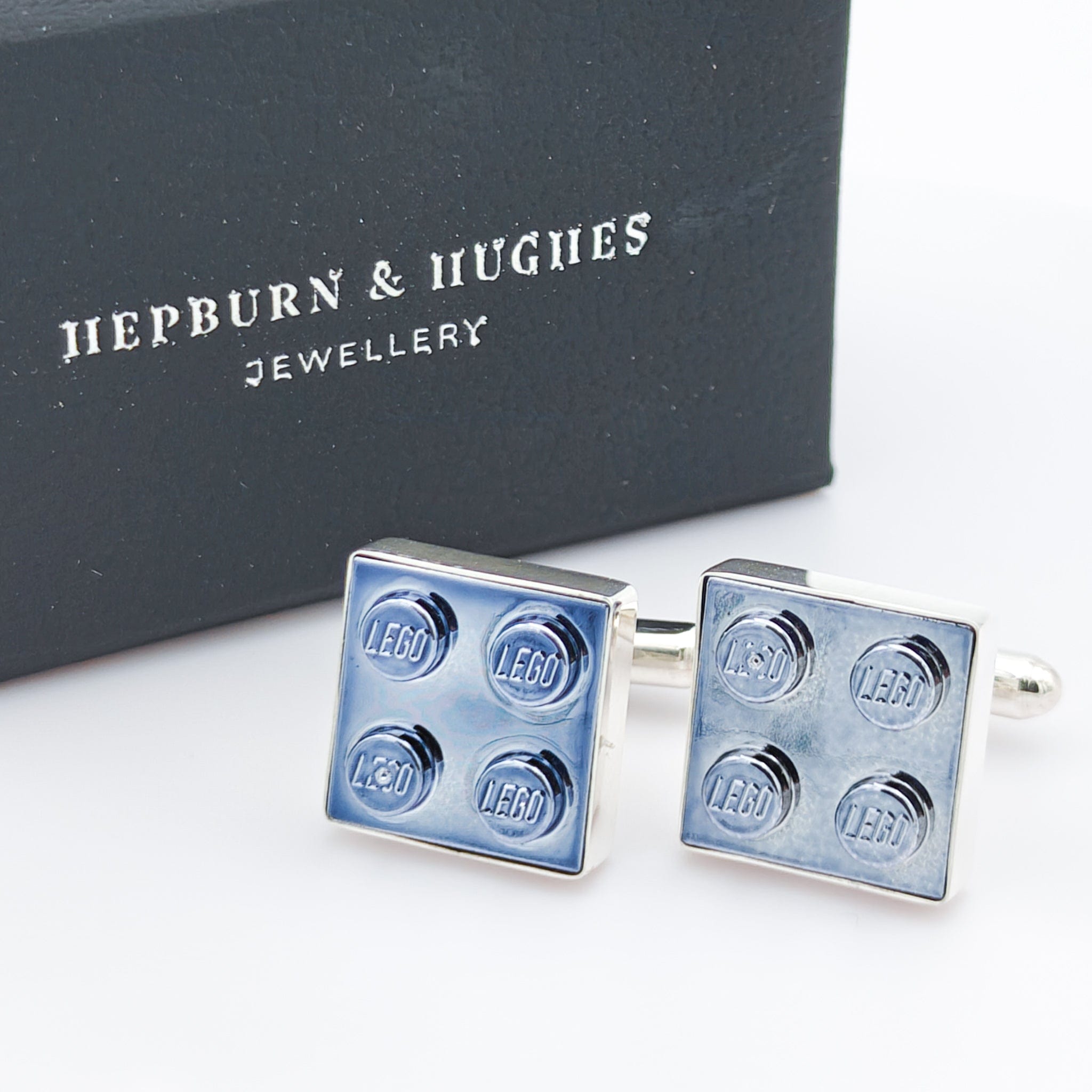 Hepburn and Hughes Building Block Cufflinks | Chrome Coated 15mm | Sterling Silver