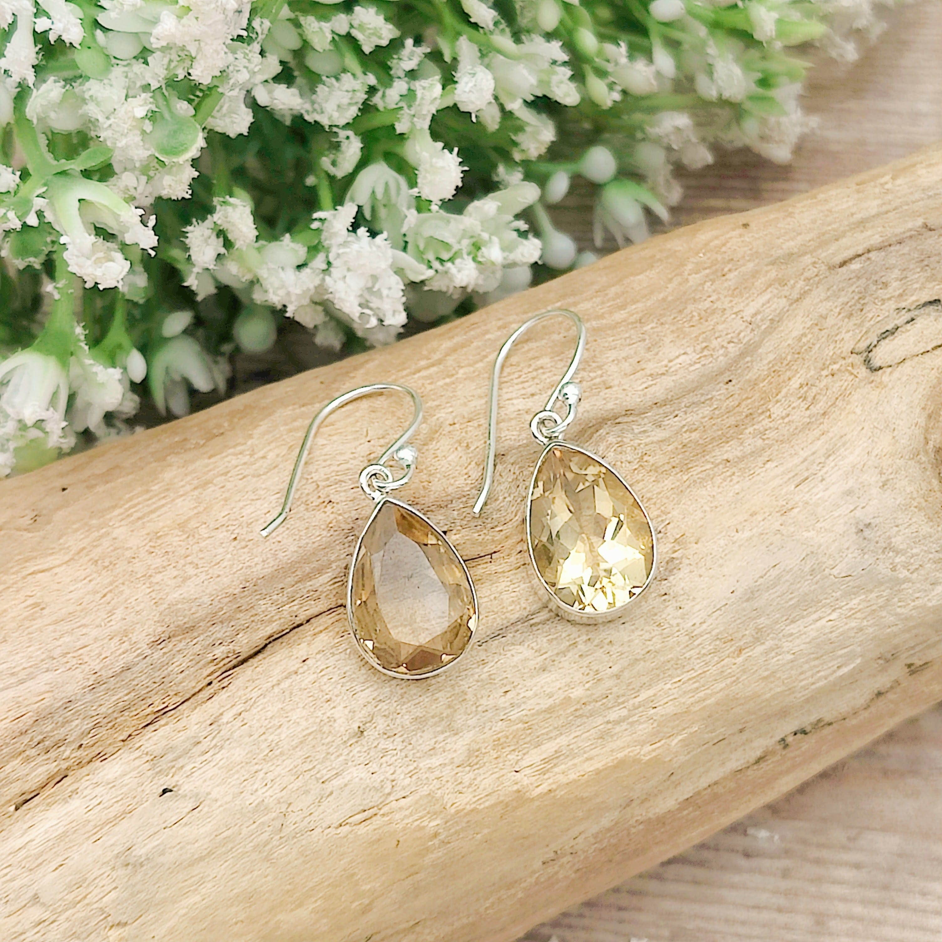 Hepburn and Hughes Citrine Earrings | Golden Teardrop | November Birthstone | Sterling Silver