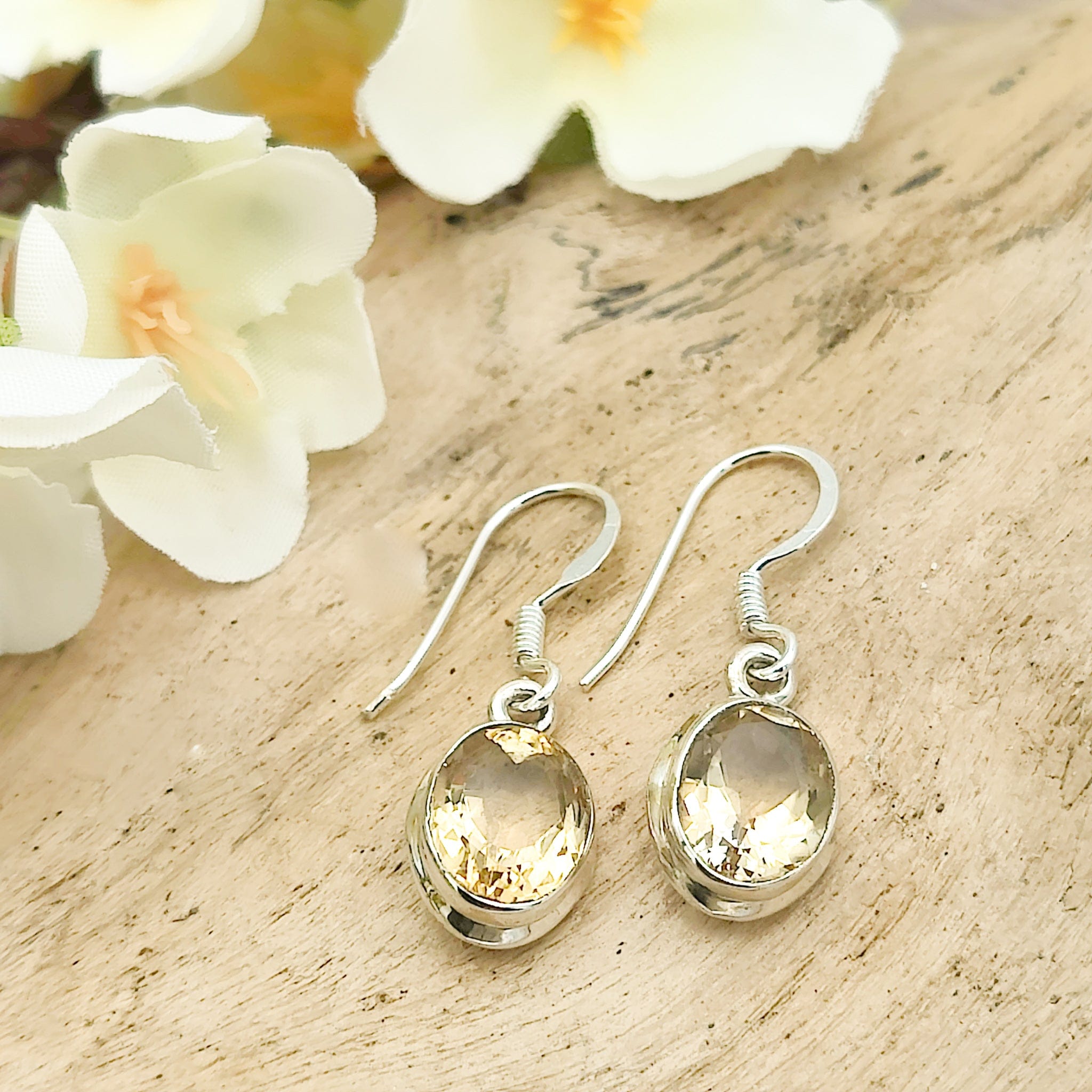 Hepburn and Hughes Citrine Earrings | Small Oval | November Birthstone | Sterling Silver
