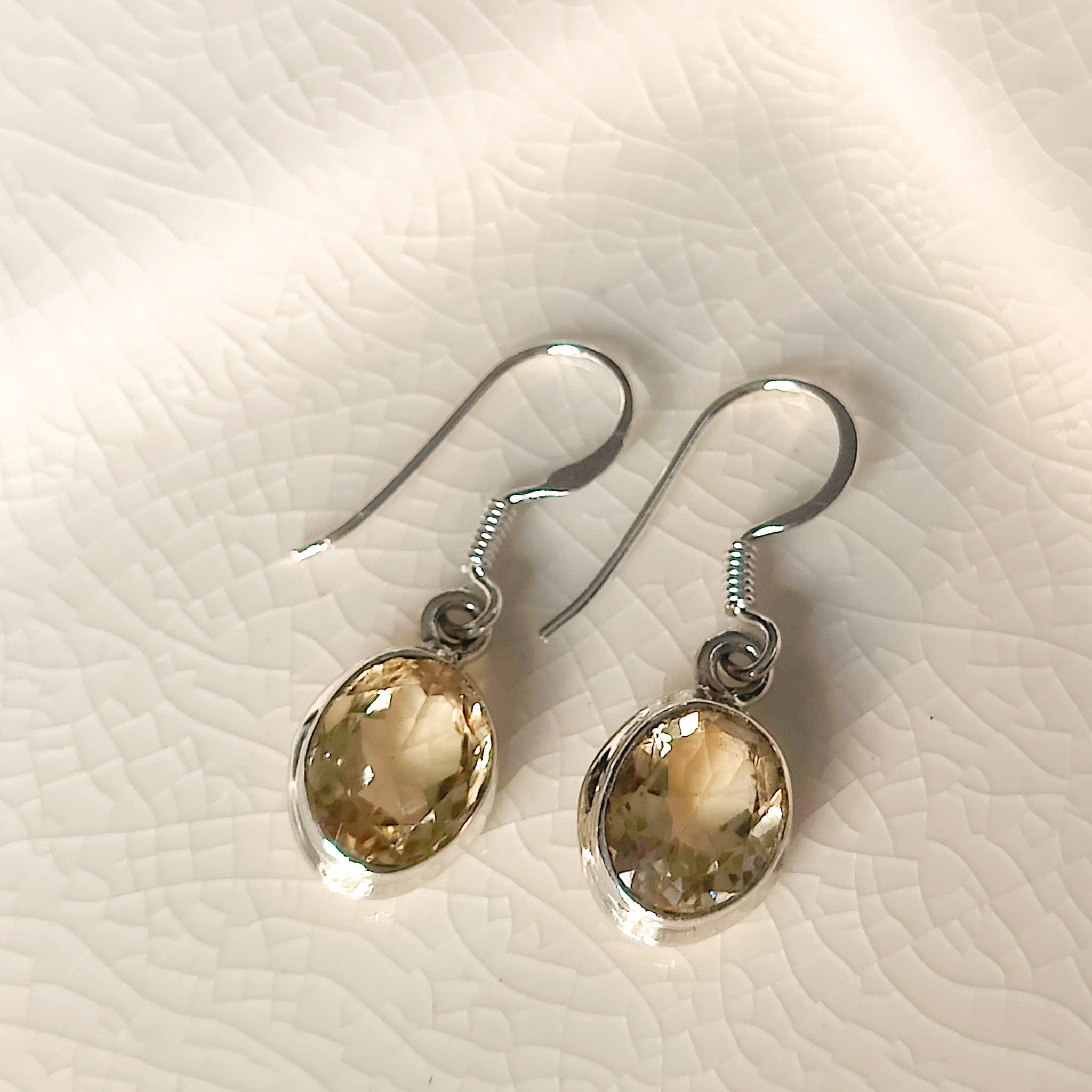 Hepburn and Hughes Citrine Earrings | Small Oval | November Birthstone | Sterling Silver