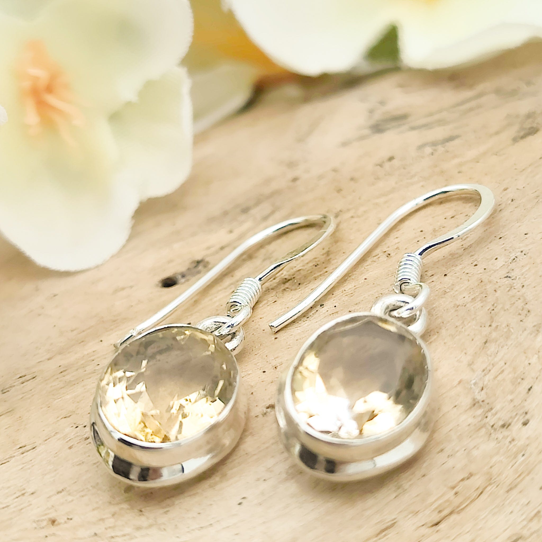 Hepburn and Hughes Citrine Earrings | Small Oval | November Birthstone | Sterling Silver