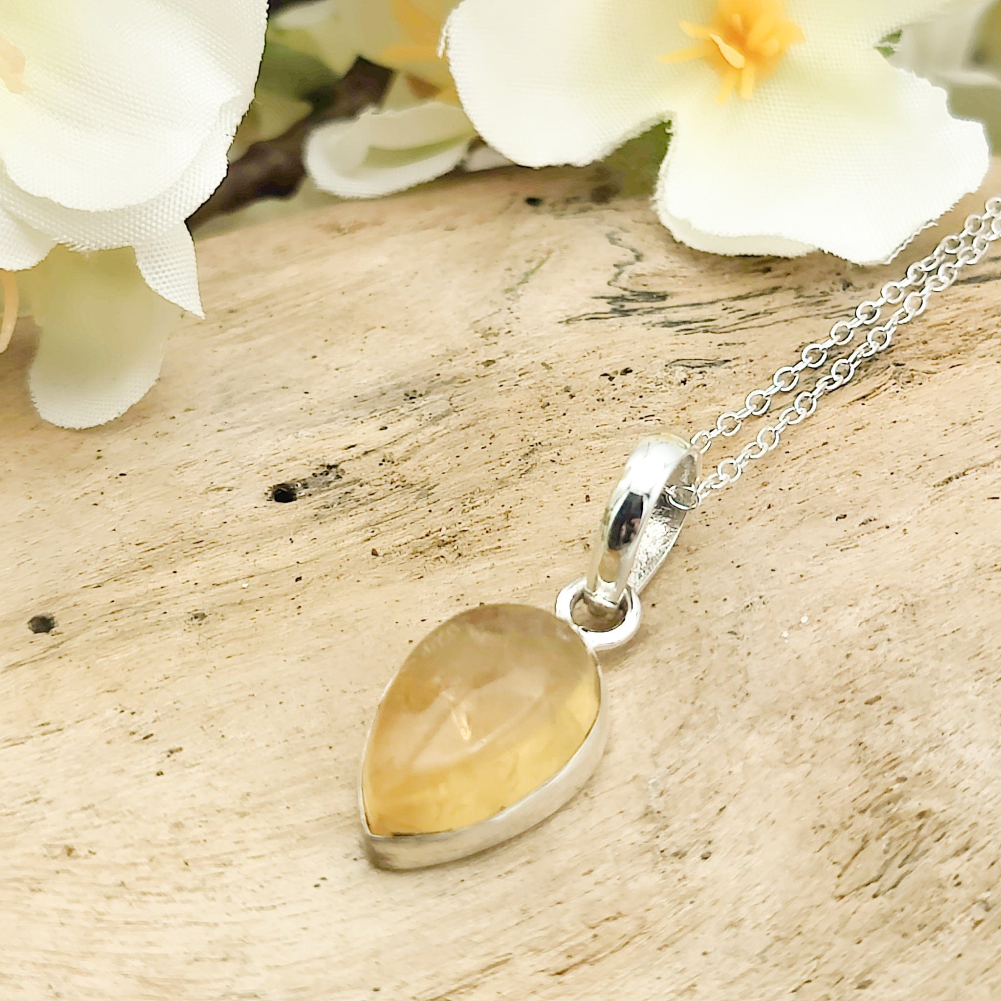 Hepburn and Hughes Citrine Pendant | 15mm teardrop | November birthstone | Sterling Silver