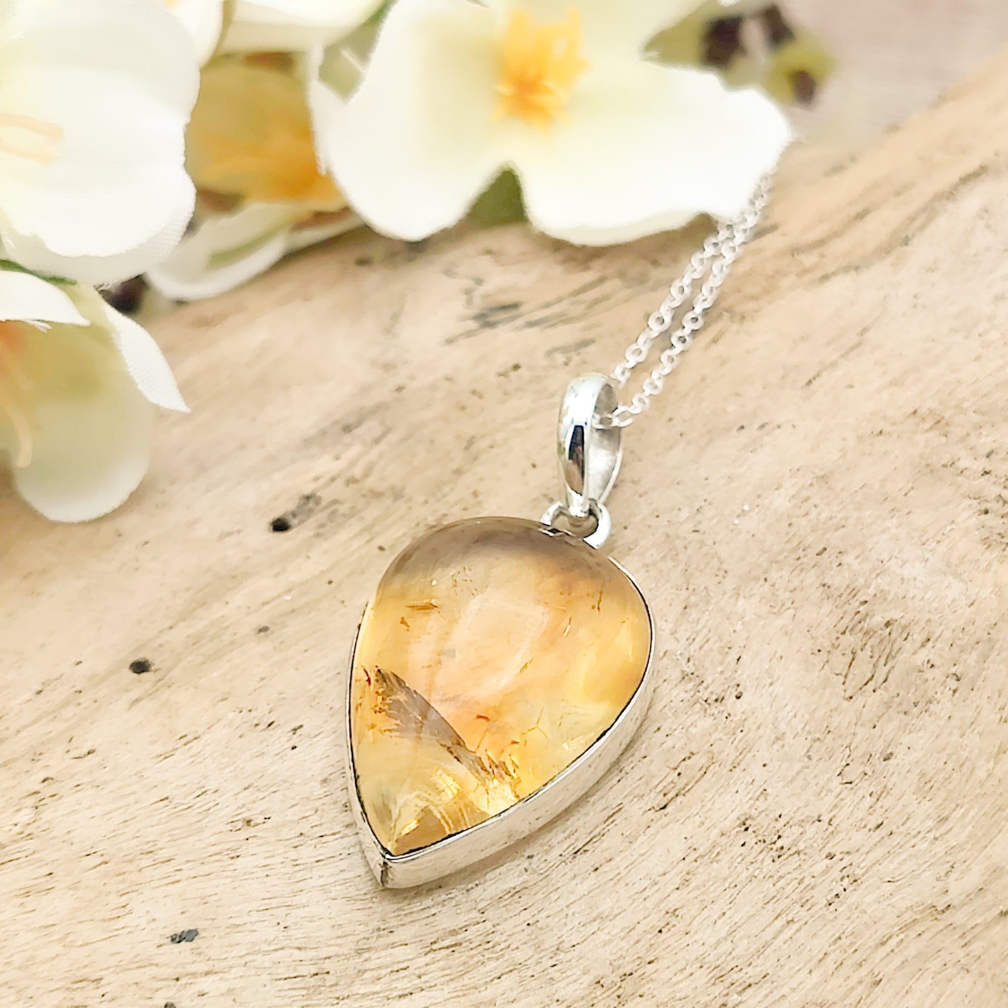 Hepburn and Hughes Citrine Pendant | 25m Teardrop | November Birthstone | Sterling Silver