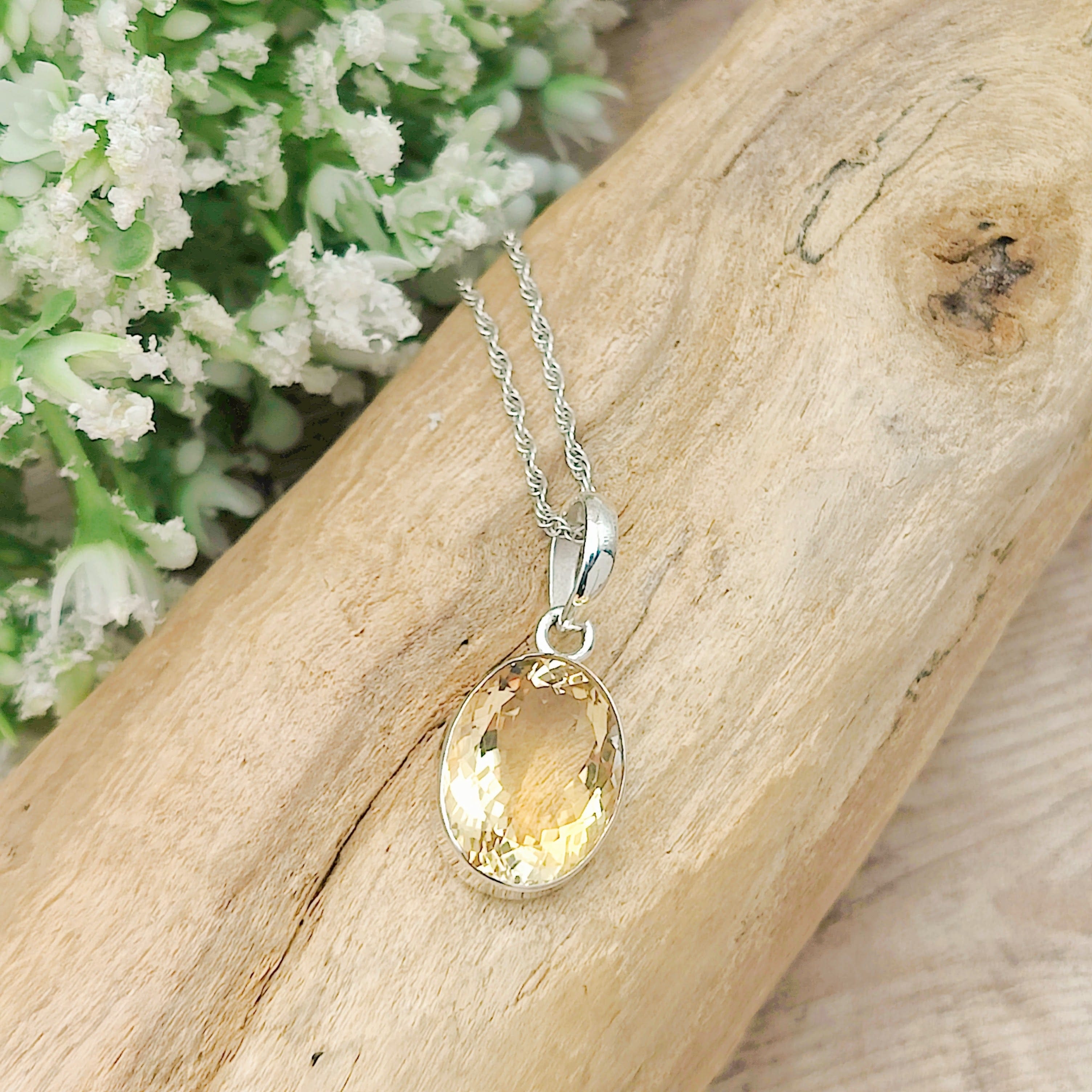 Hepburn and Hughes Citrine Pendant | Oval | November Birthstone | Sterling Silver