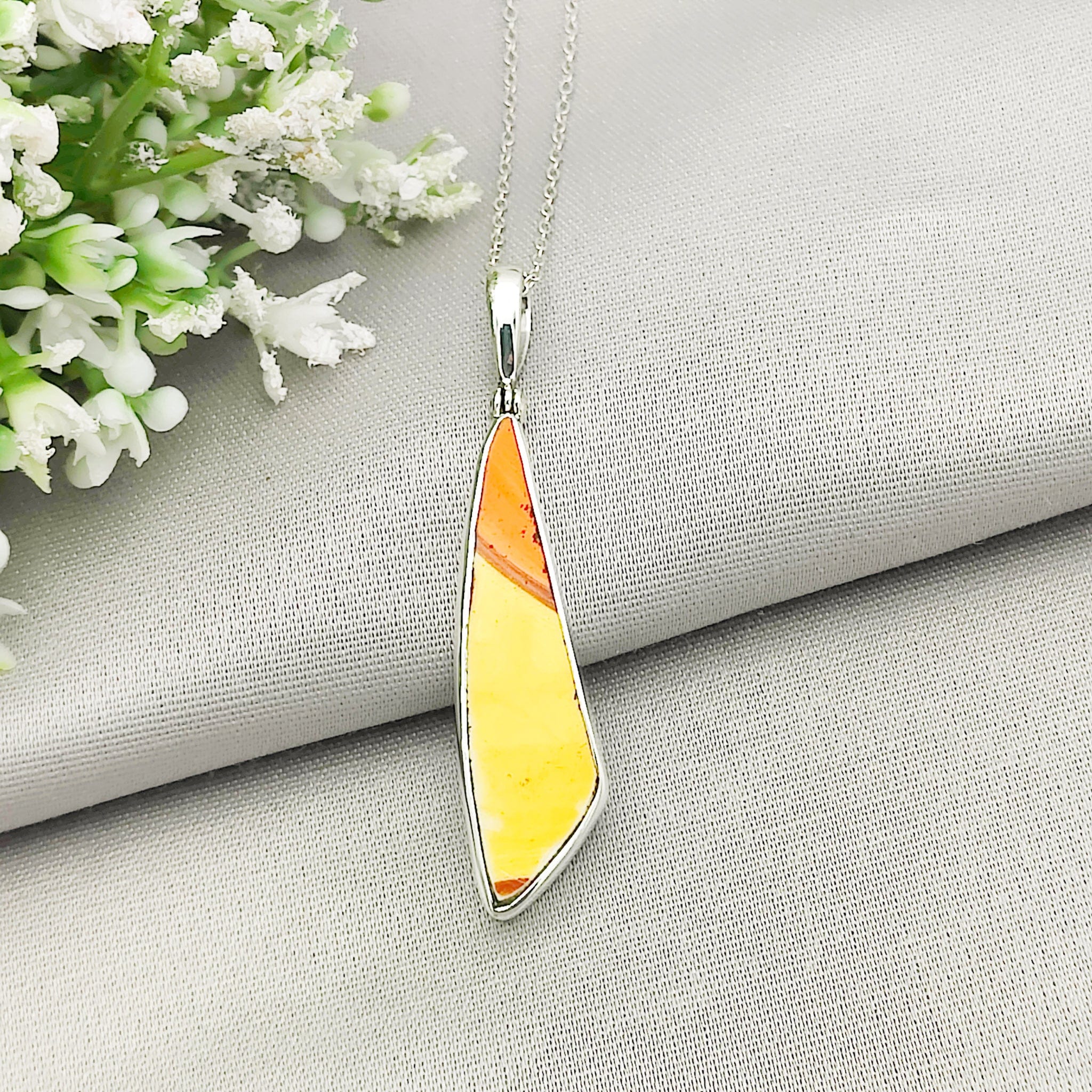 Hepburn and Hughes Clarice Cliff Pendant | Original Orange/Yellow Art Deco Pottery | Sterling Silver