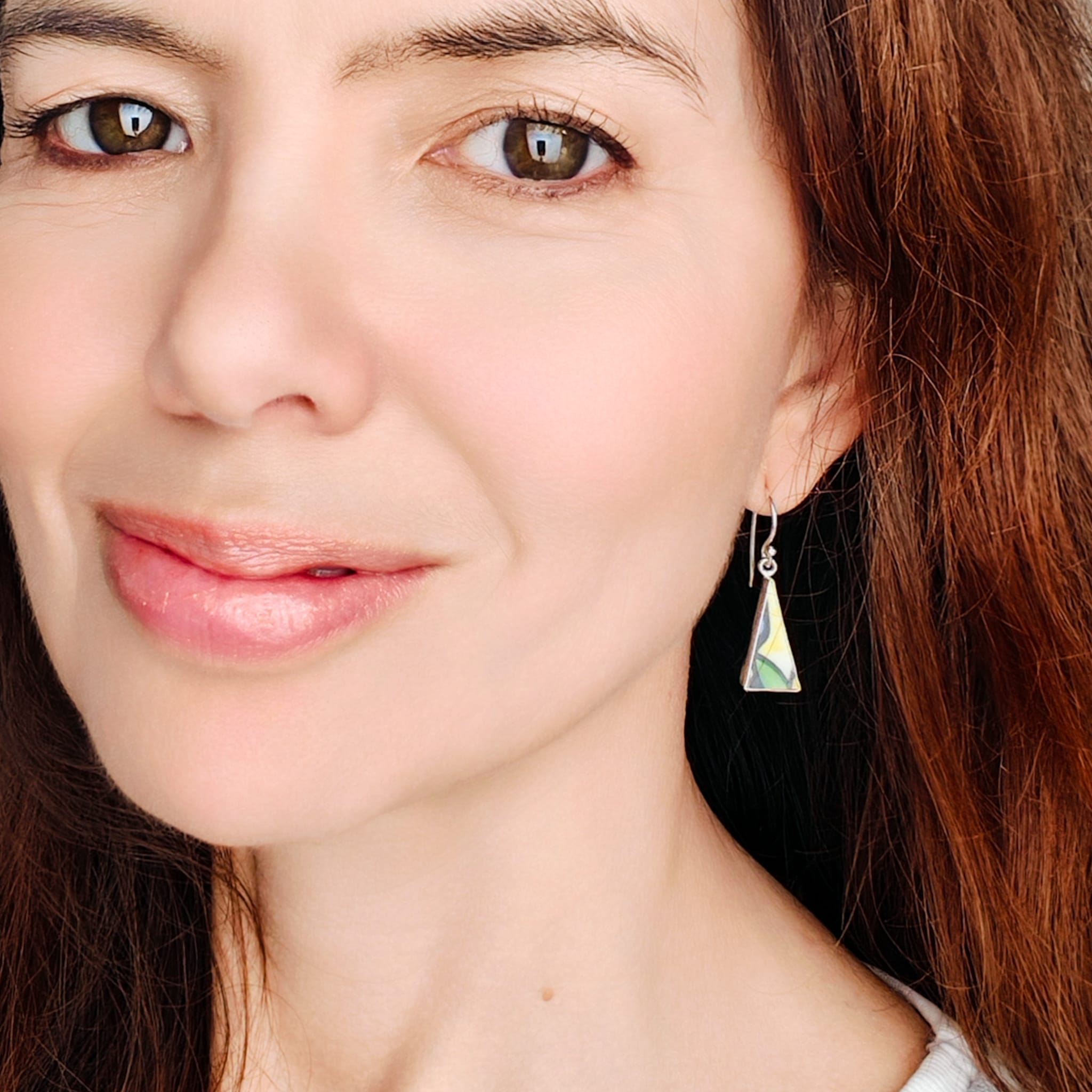 Hepburn and Hughes Clarice Cliff Upcycled Ceramic Earrings | Art Deco "Garden Blue" | 9th Anniversary Gift
