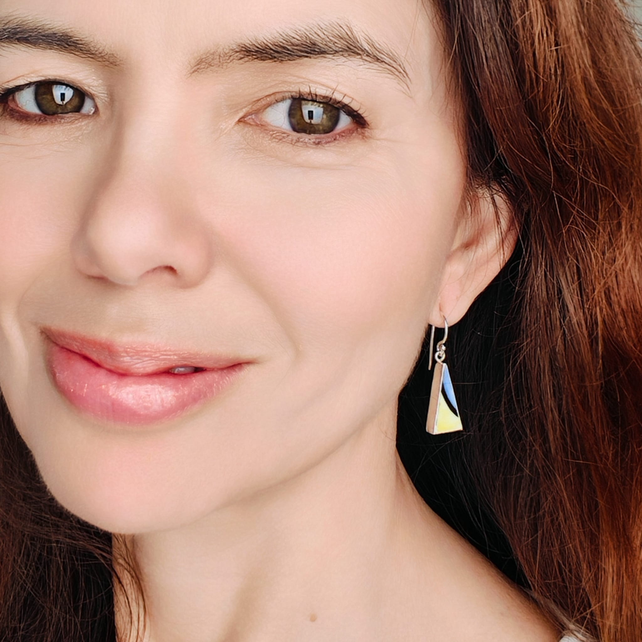 Hepburn and Hughes Clarice Cliff Upcycled Ceramic Earrings | Art Deco "Garden Blue" | 9th Anniversary Gift