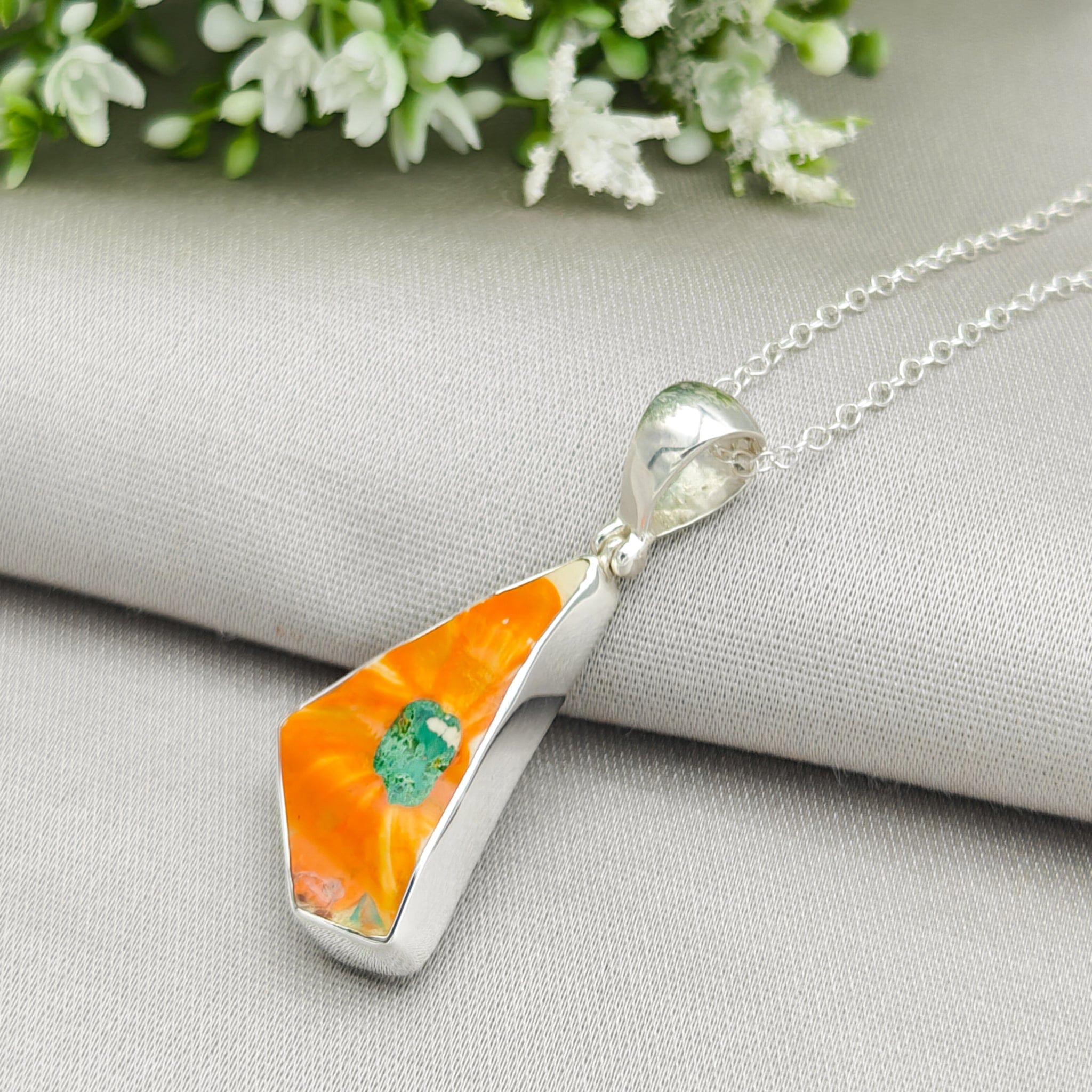 Hepburn and Hughes Crocus Clarice Cliff Art Deco Necklace | Upcycled Sterling Silver Heritage Jewellery