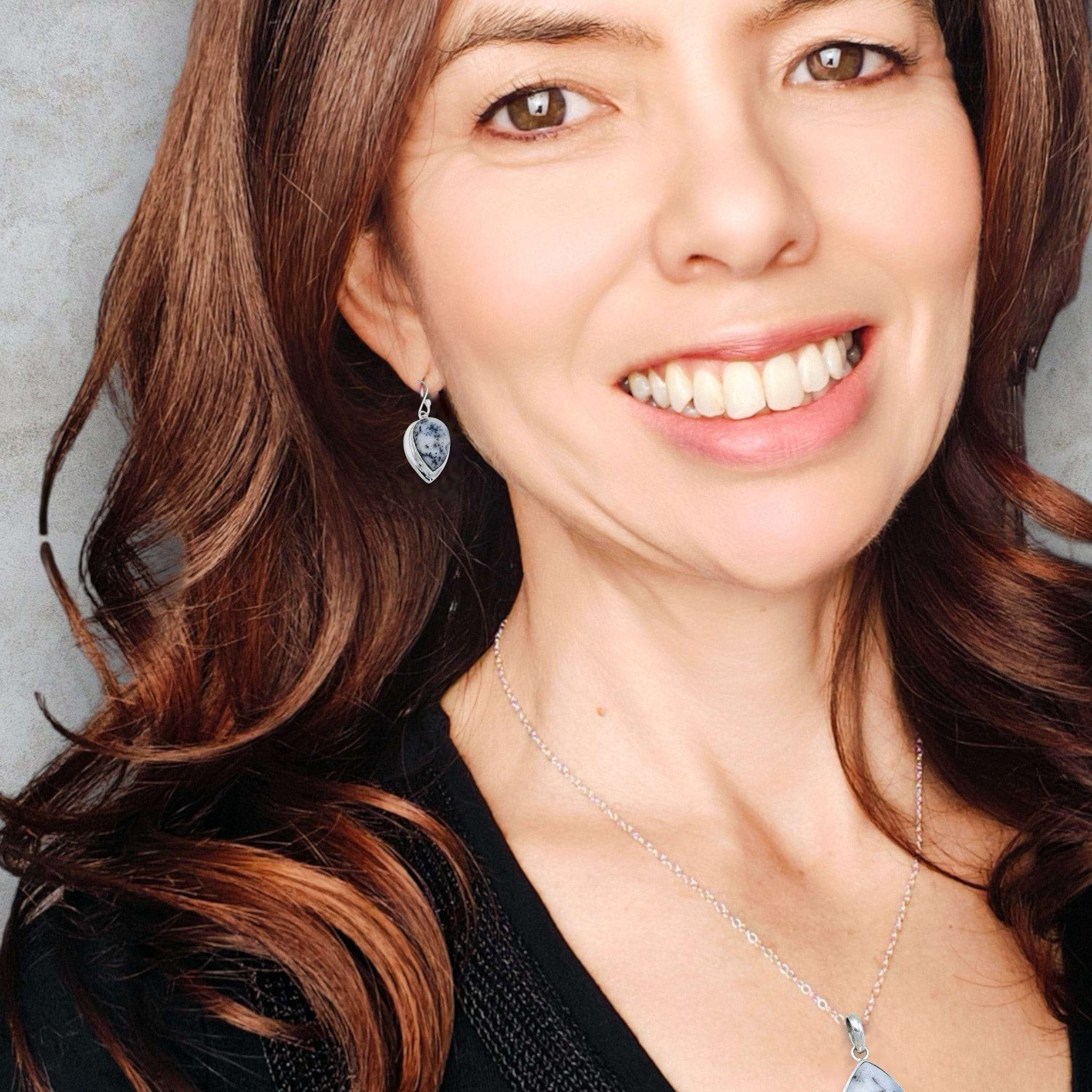 Hepburn and Hughes Dendritic Opal Sterling Silver Earrings | 14th Anniversary Gift | October Birthstone