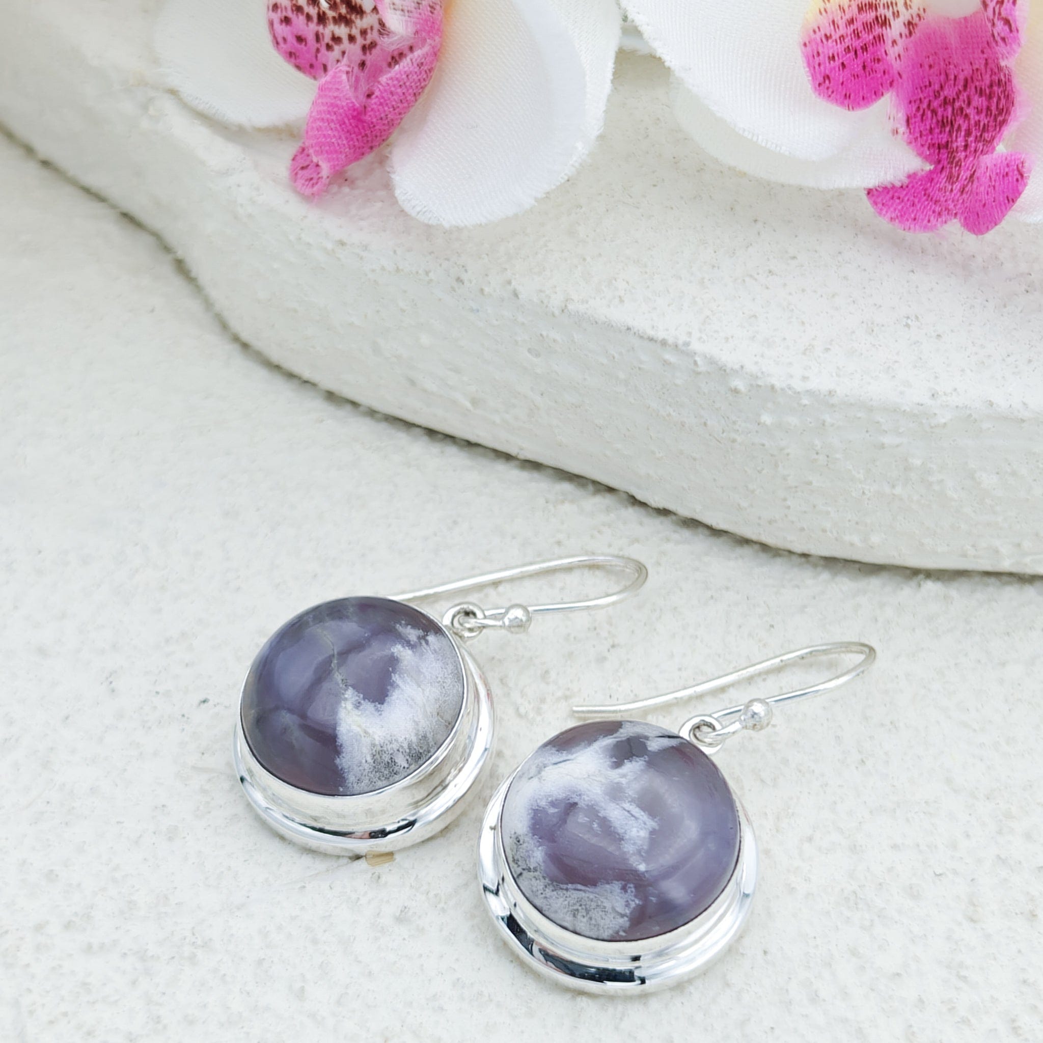 Hepburn and Hughes Dendritic Opal Sterling Silver Earrings | 14th Anniversary Gift | October Birthstone