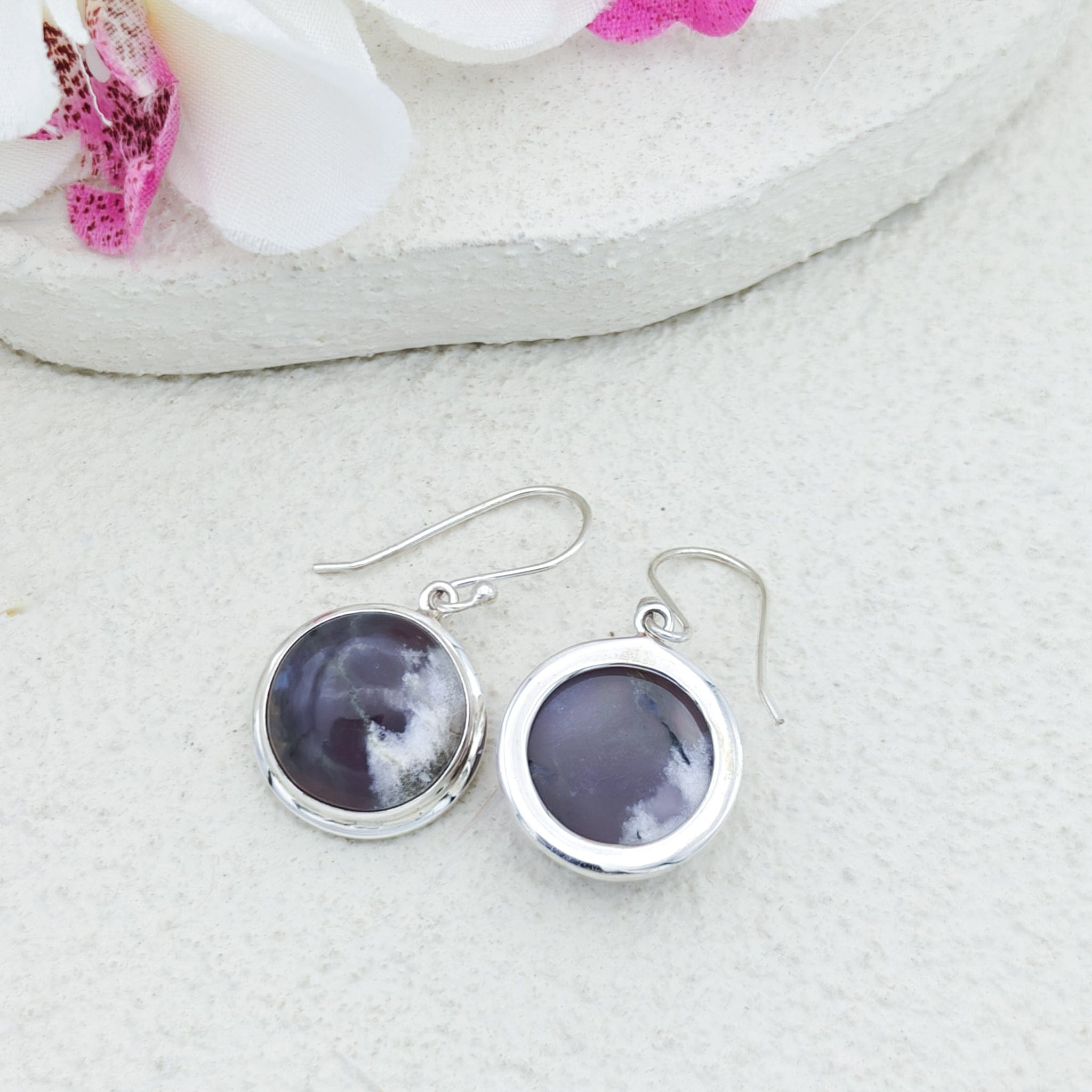 Hepburn and Hughes Dendritic Opal Sterling Silver Earrings | 14th Anniversary Gift | October Birthstone