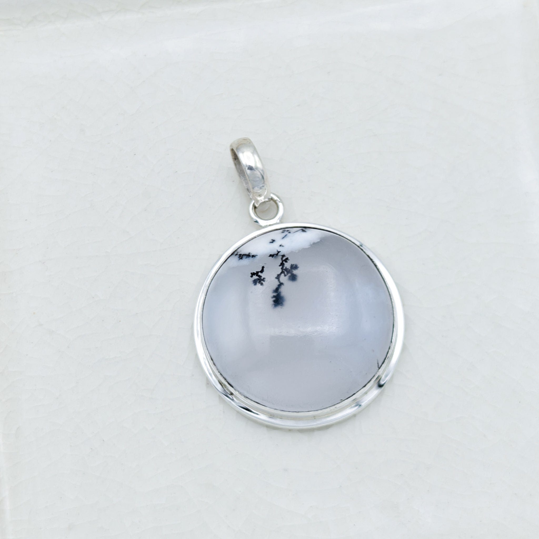 Hepburn and Hughes Dendritic Opal Sterling Silver Pendant | Alternative April Birthstone | Gemstone Gift