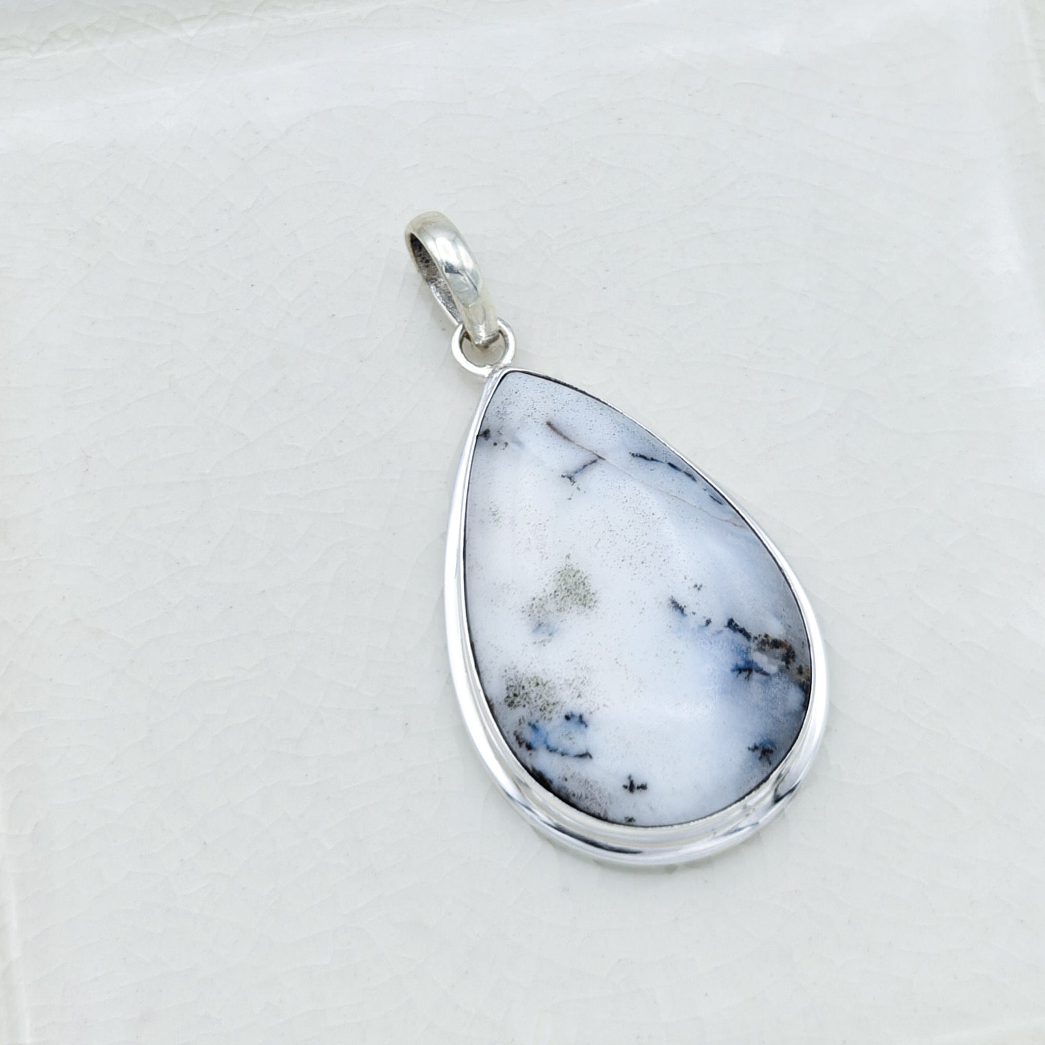 Hepburn and Hughes Dendritic Opal Sterling Silver Pendant | Alternative April Birthstone | Gemstone Gift