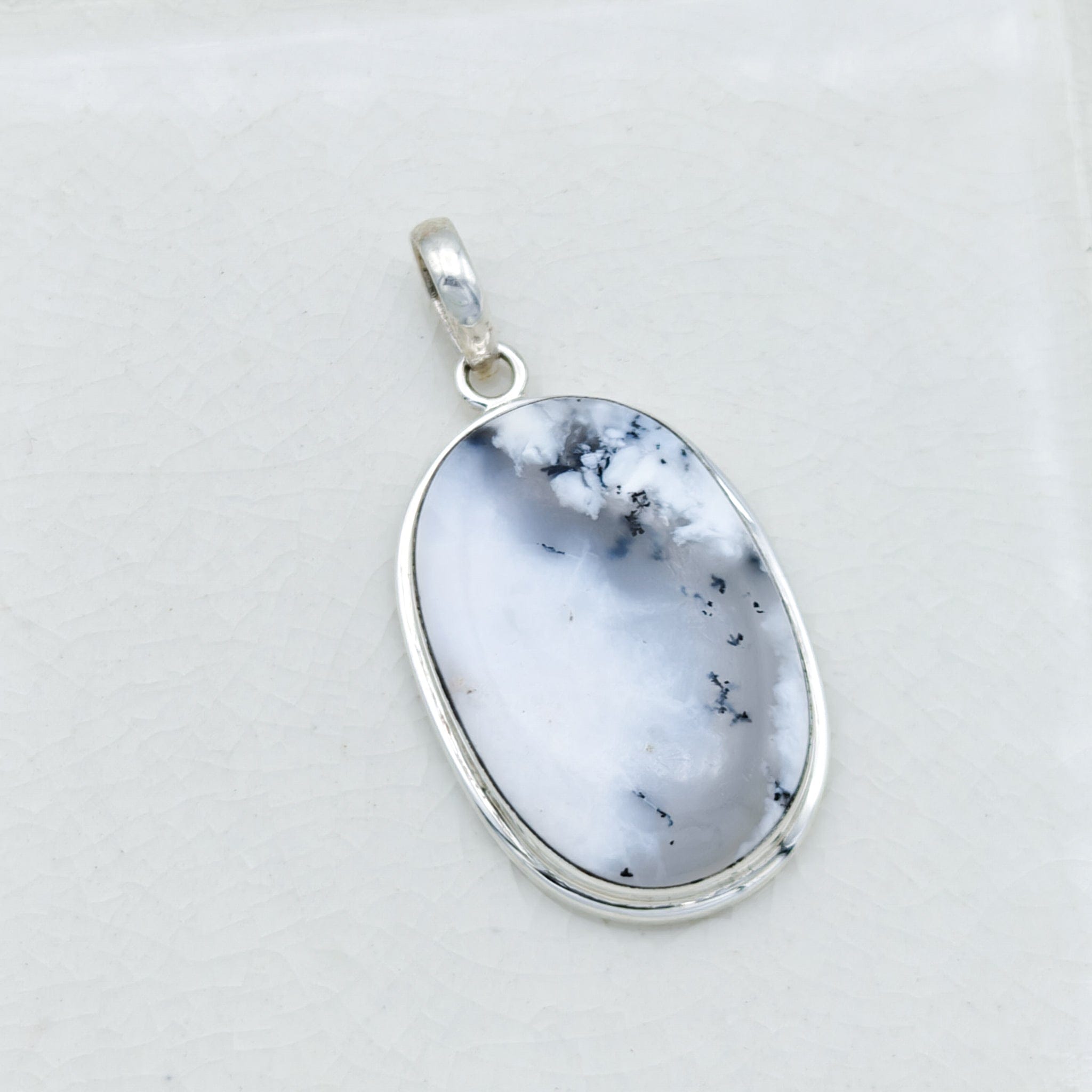 Hepburn and Hughes Dendritic Opal Sterling Silver Pendant | Alternative April Birthstone | Gemstone Gift