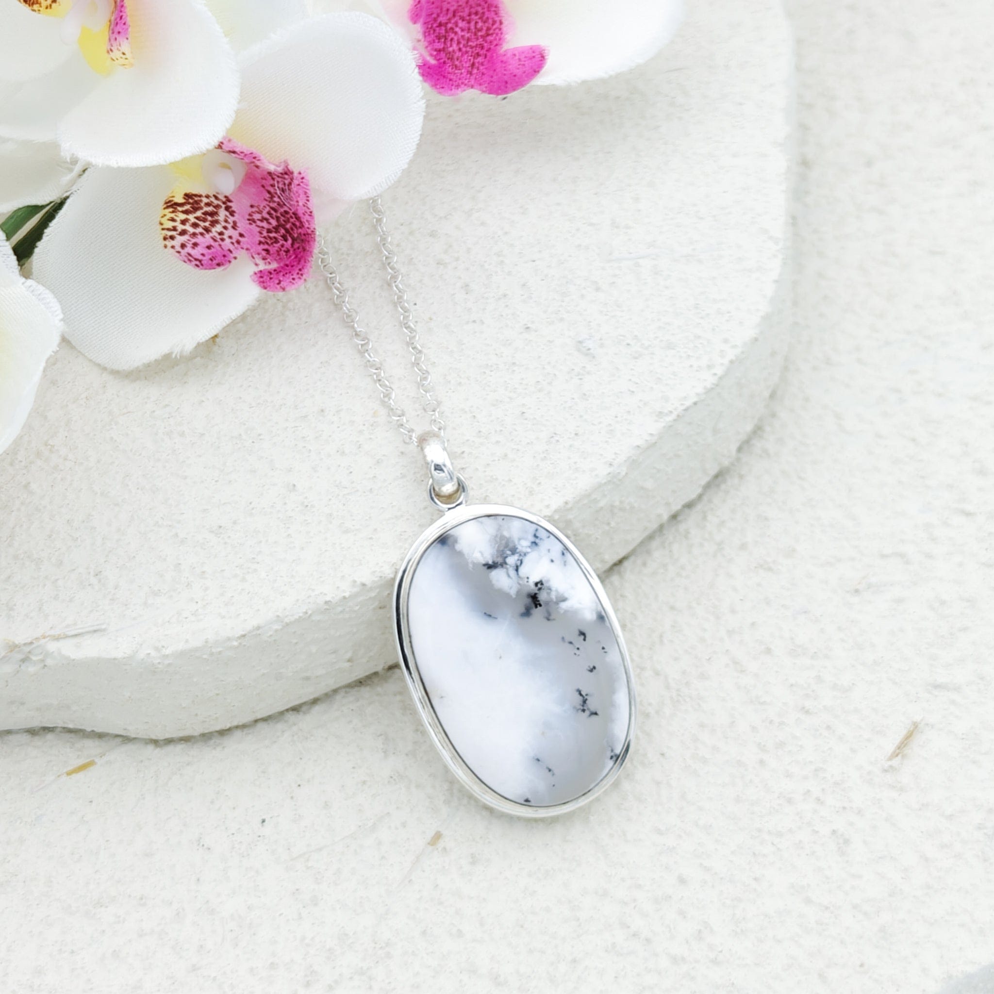 Hepburn and Hughes Dendritic Opal Sterling Silver Pendant | Alternative April Birthstone | Gemstone Gift