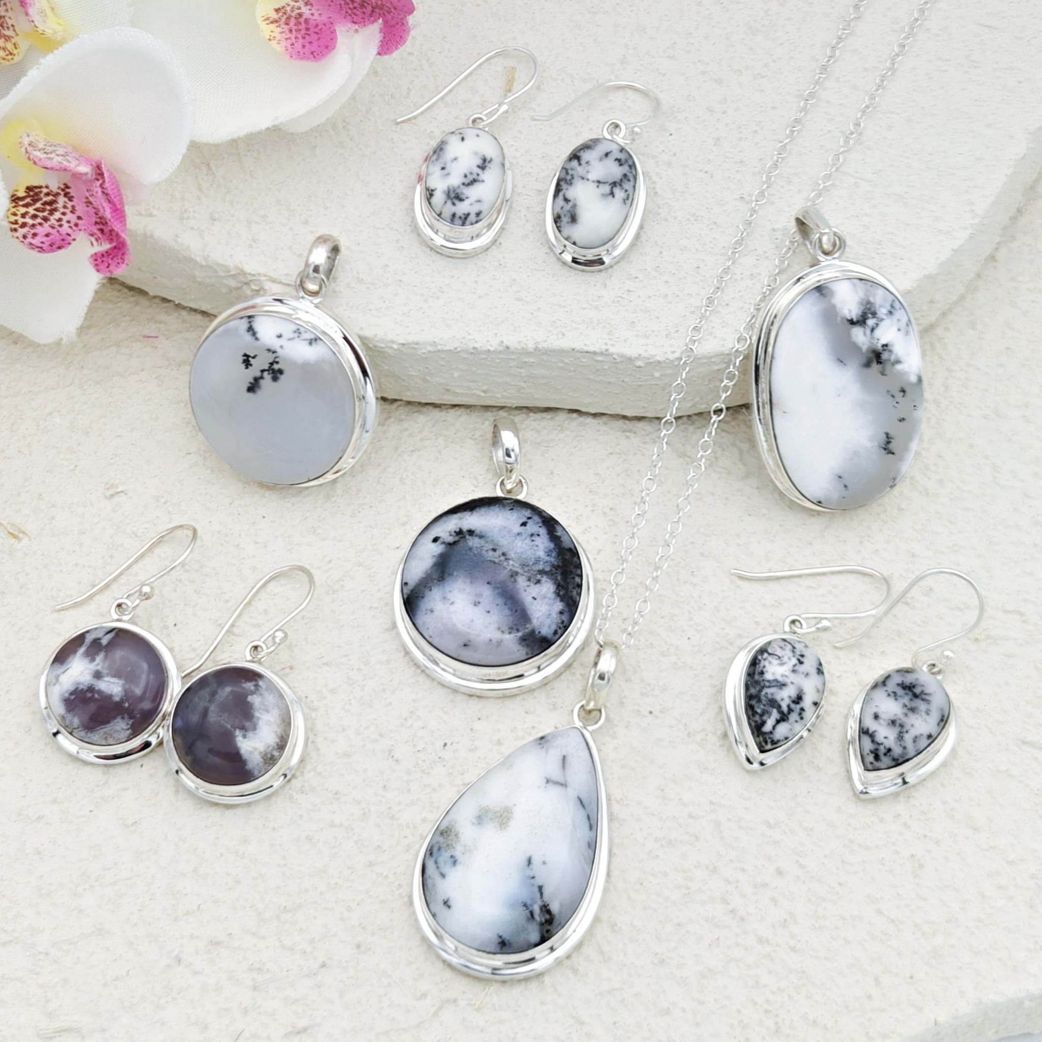 Hepburn and Hughes Dendritic Opal Sterling Silver Pendant | Alternative April Birthstone | Gemstone Gift