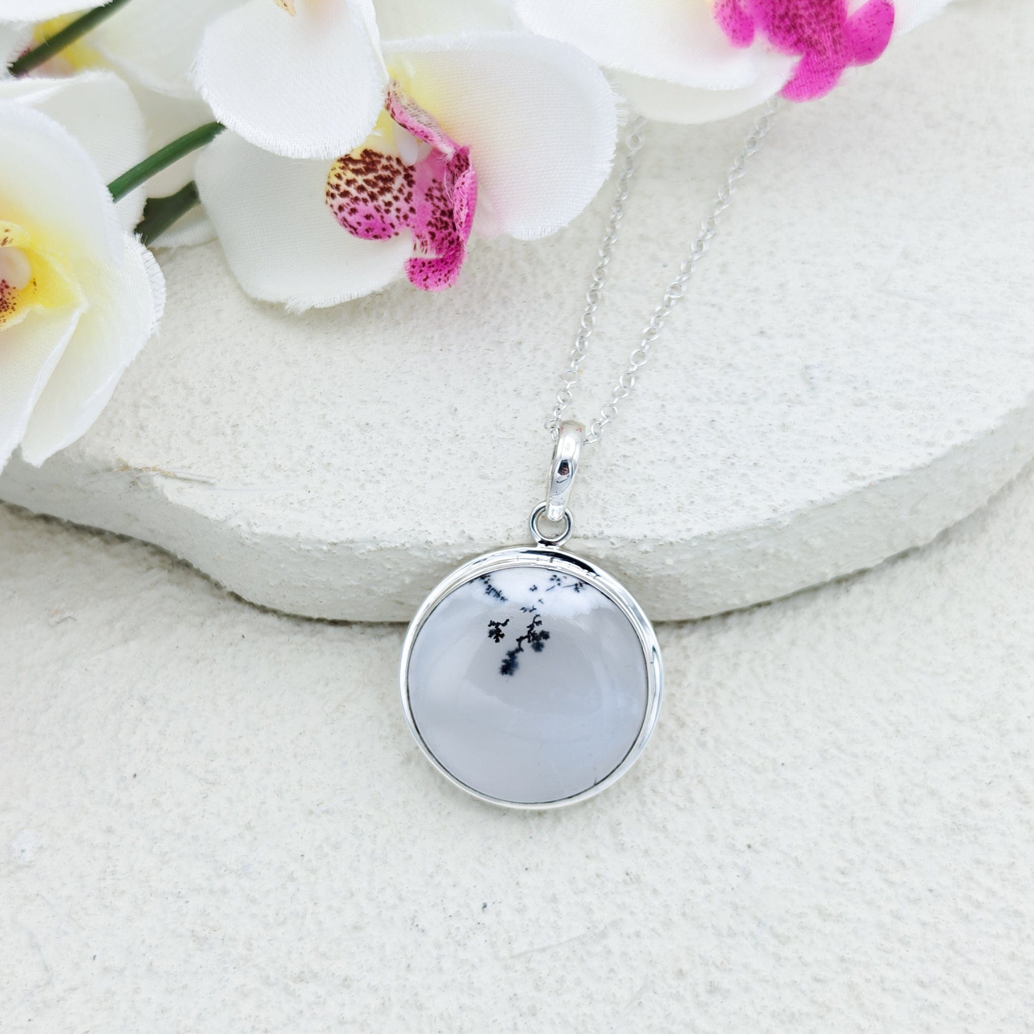 Hepburn and Hughes Dendritic Opal Sterling Silver Pendant | Alternative April Birthstone | Gemstone Gift