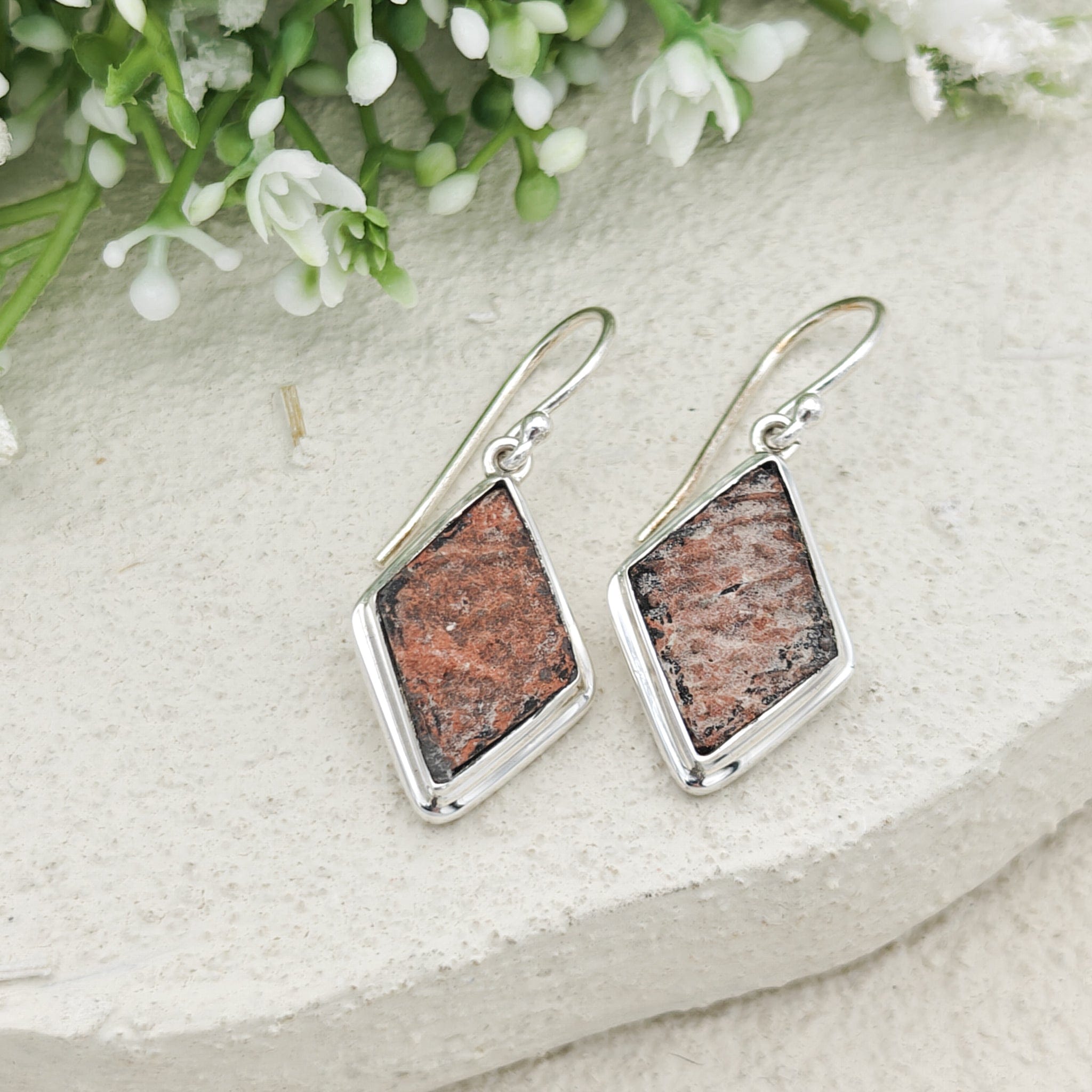 Hepburn and Hughes Dinosaur Egg Shell Fossil Earrings | Jurassic Jewellery | Dinosaur Gift | Sterling Silver