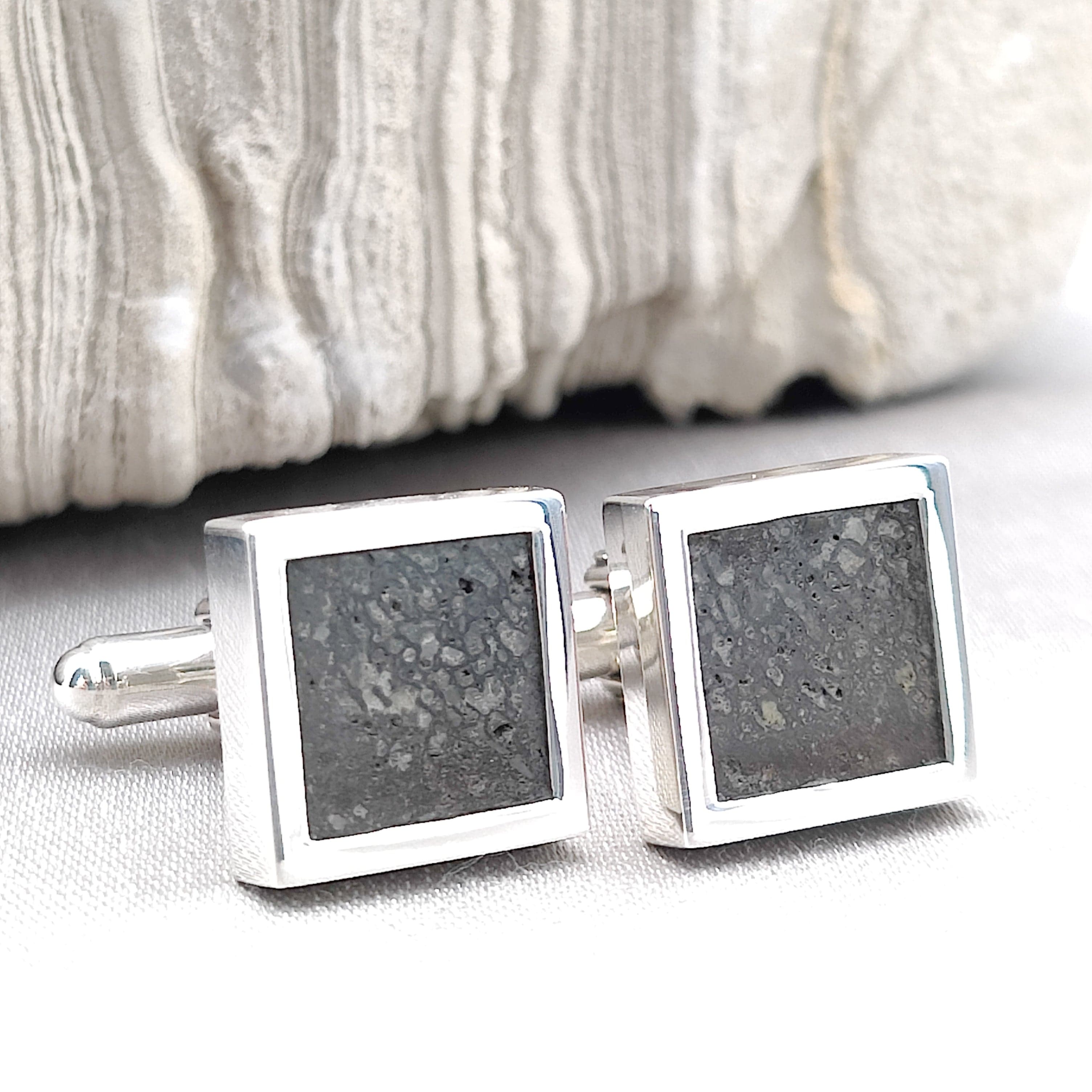 Hepburn and Hughes Dinosaur Fossil Cuff Links | Made from Iguanodon fossil | Fossil Cufflinks | sterling silver