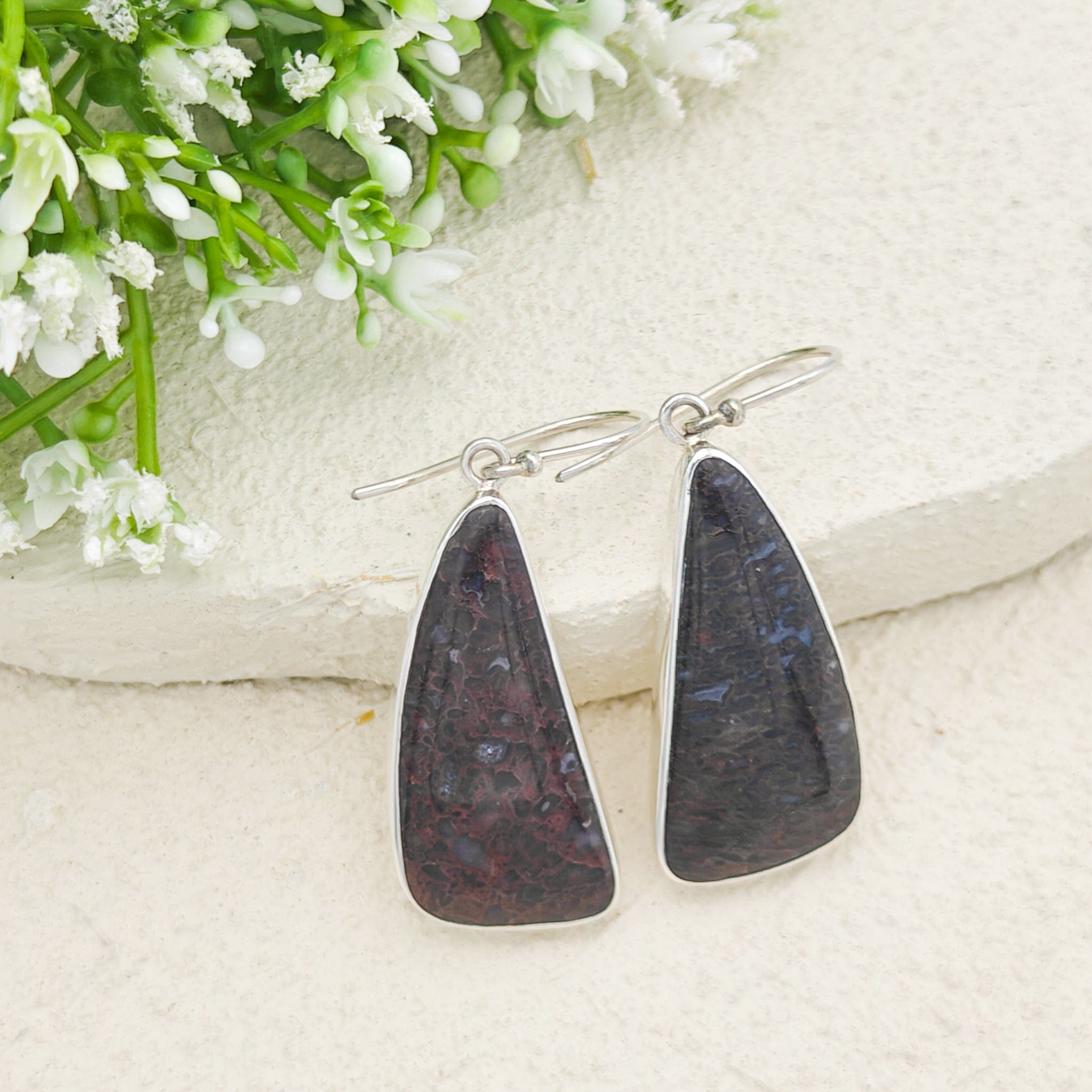 Hepburn and Hughes Dinosaur Fossil Earrings | Brontosaurus | 33mm abstract | Sterling Silver