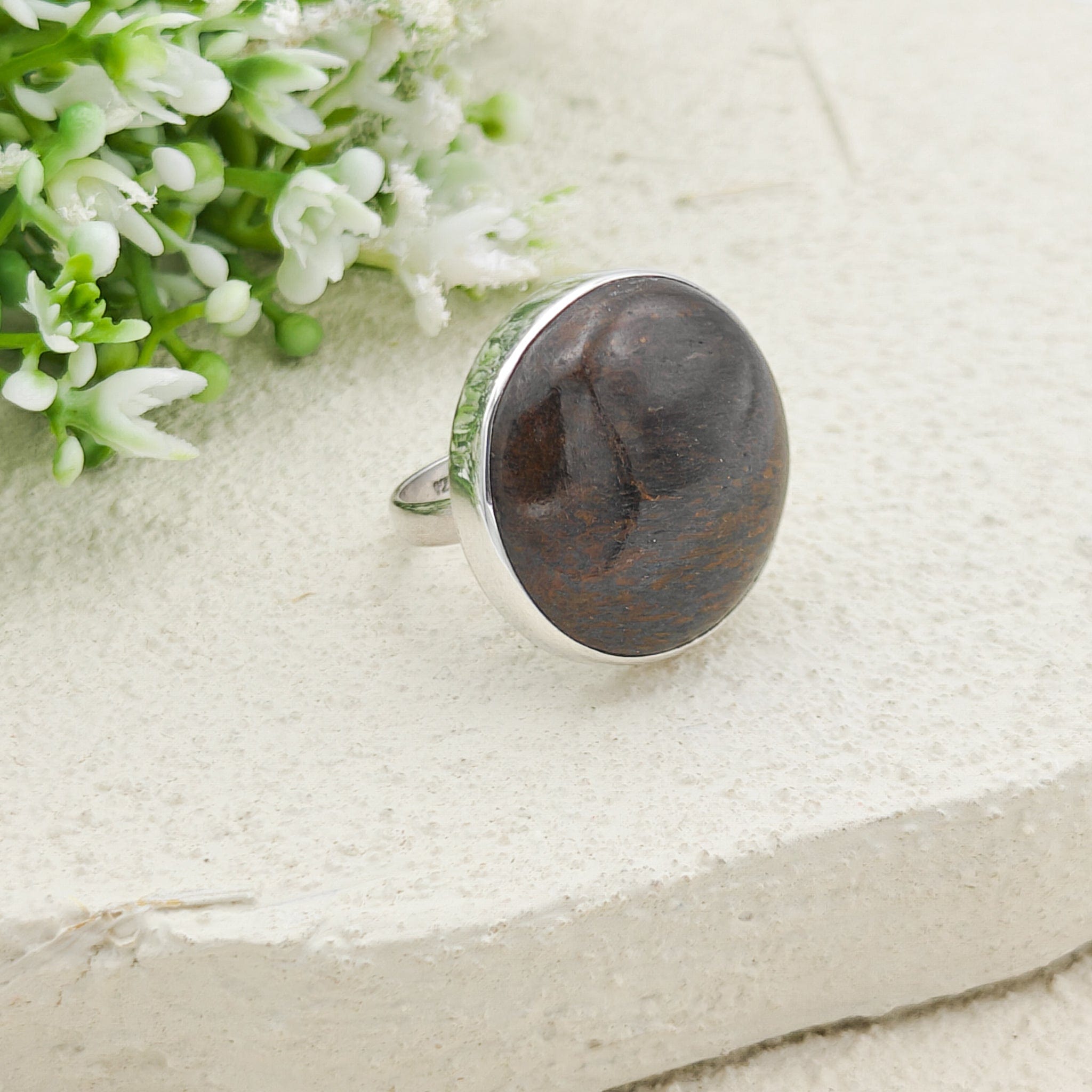 Hepburn and Hughes Dinosaur Fossil Ring | Brontosaurus Jurassic Gift | 22mm diameter | Sterling Silver